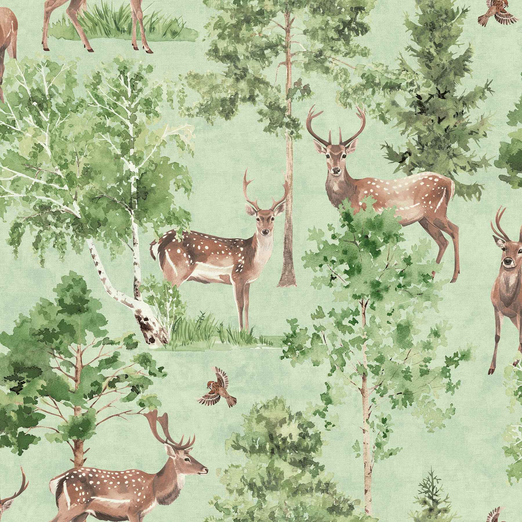 Cletis Neutral Deer Forest Wallpaper - York Wallcoverings - AH100215AH