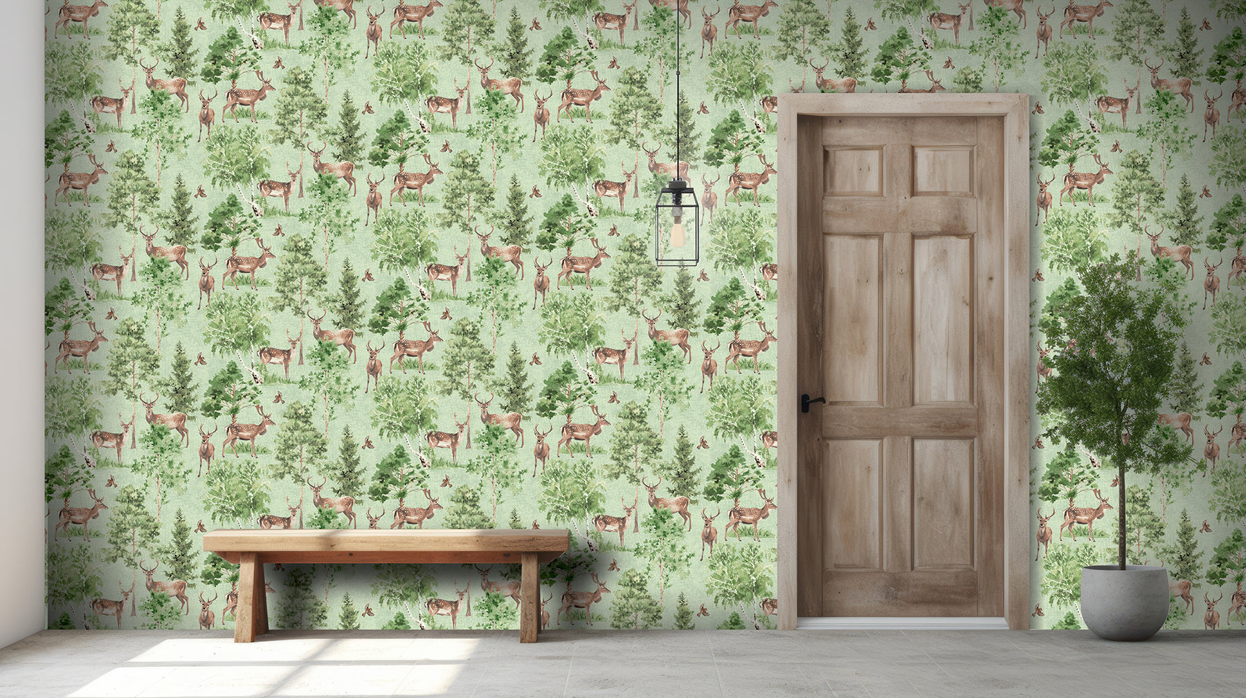 cletis-neutral-deer-forest-wallpaper-york-wallcoverings-ah100215ah - York Wallcoverings Wallpaper