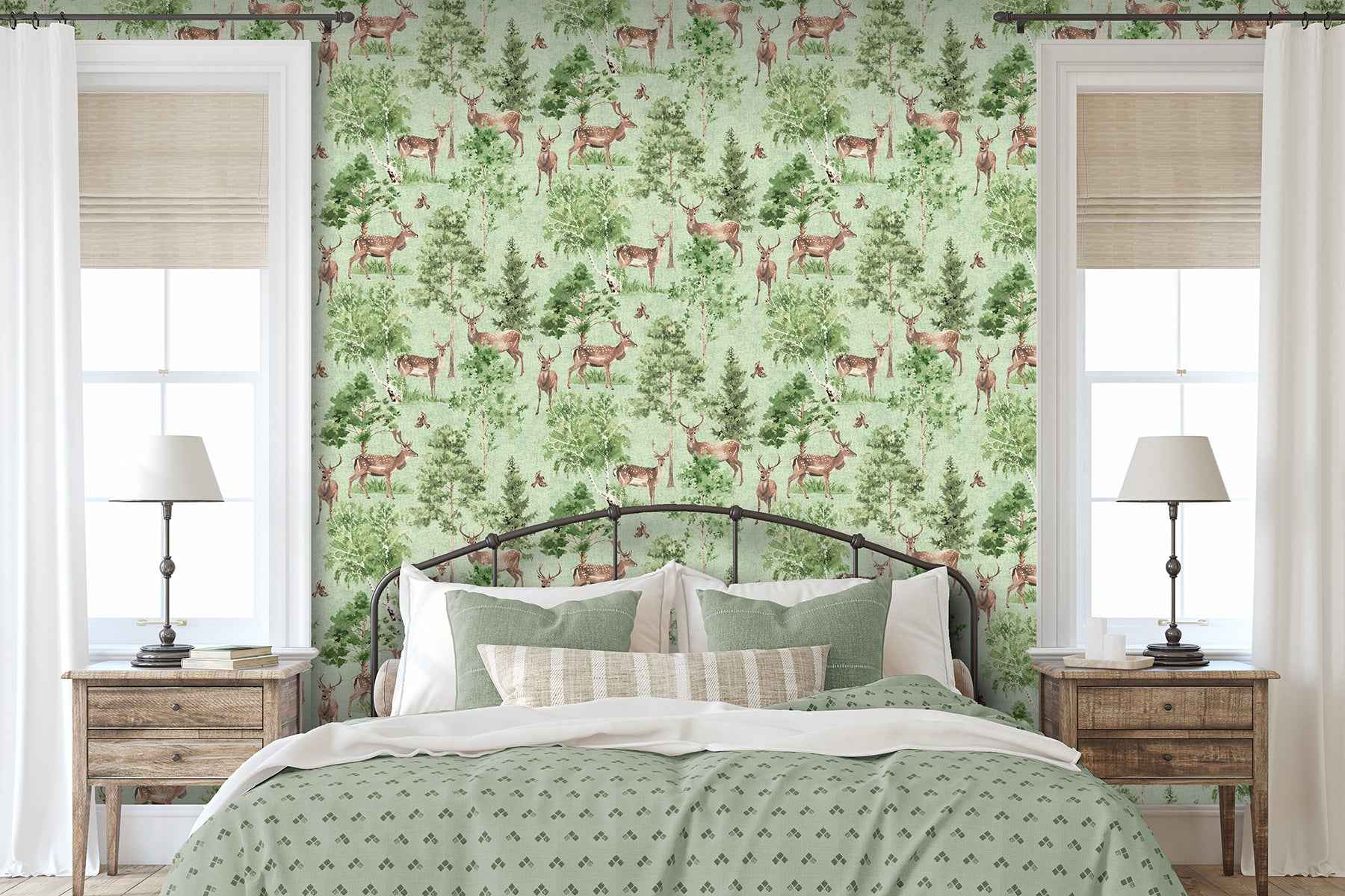 Cletis Neutral Deer Forest Wallpaper - York Wallcoverings - AH100215AH - York Wallcoverings Wallpaper