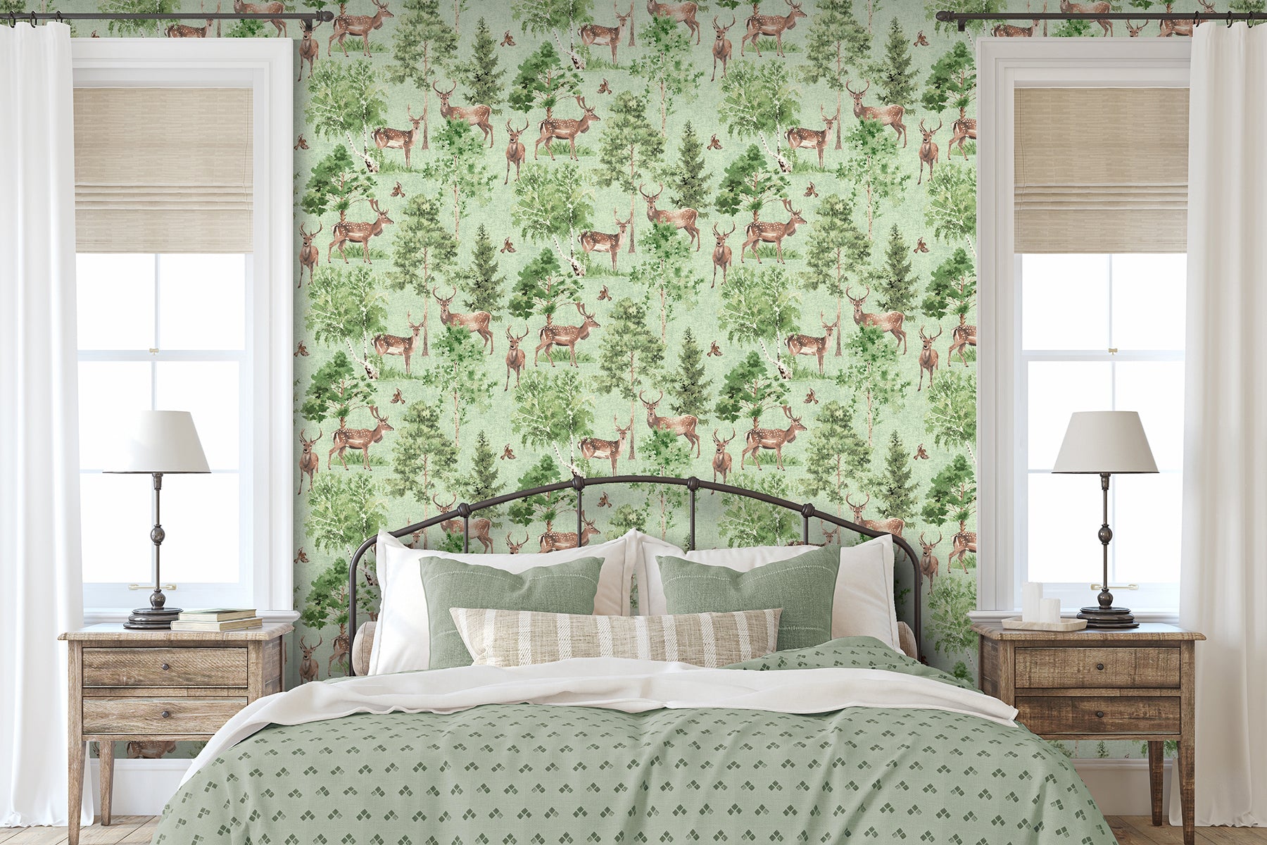 cletis-neutral-deer-forest-wallpaper-york-wallcoverings-ah100215ah - York Wallcoverings Wallpaper