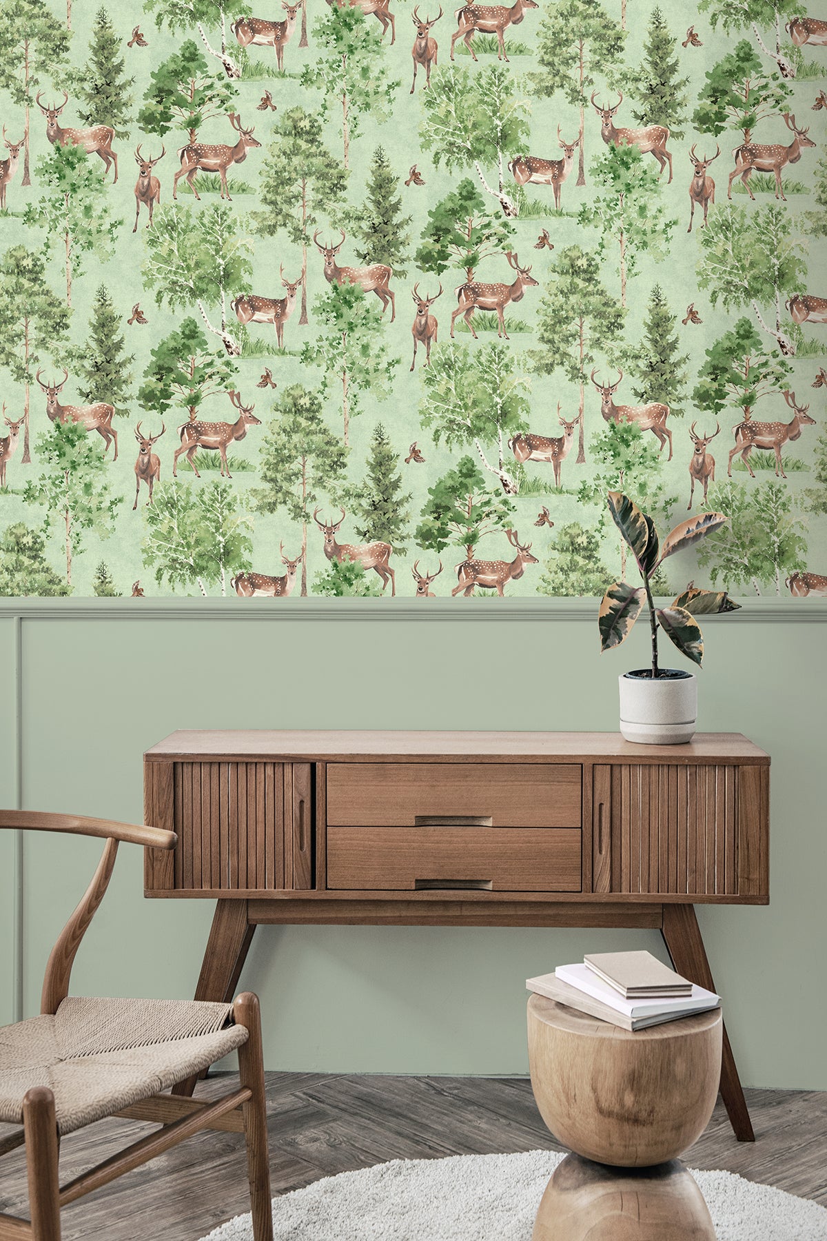 cletis-neutral-deer-forest-wallpaper-york-wallcoverings-ah100215ah - York Wallcoverings Wallpaper