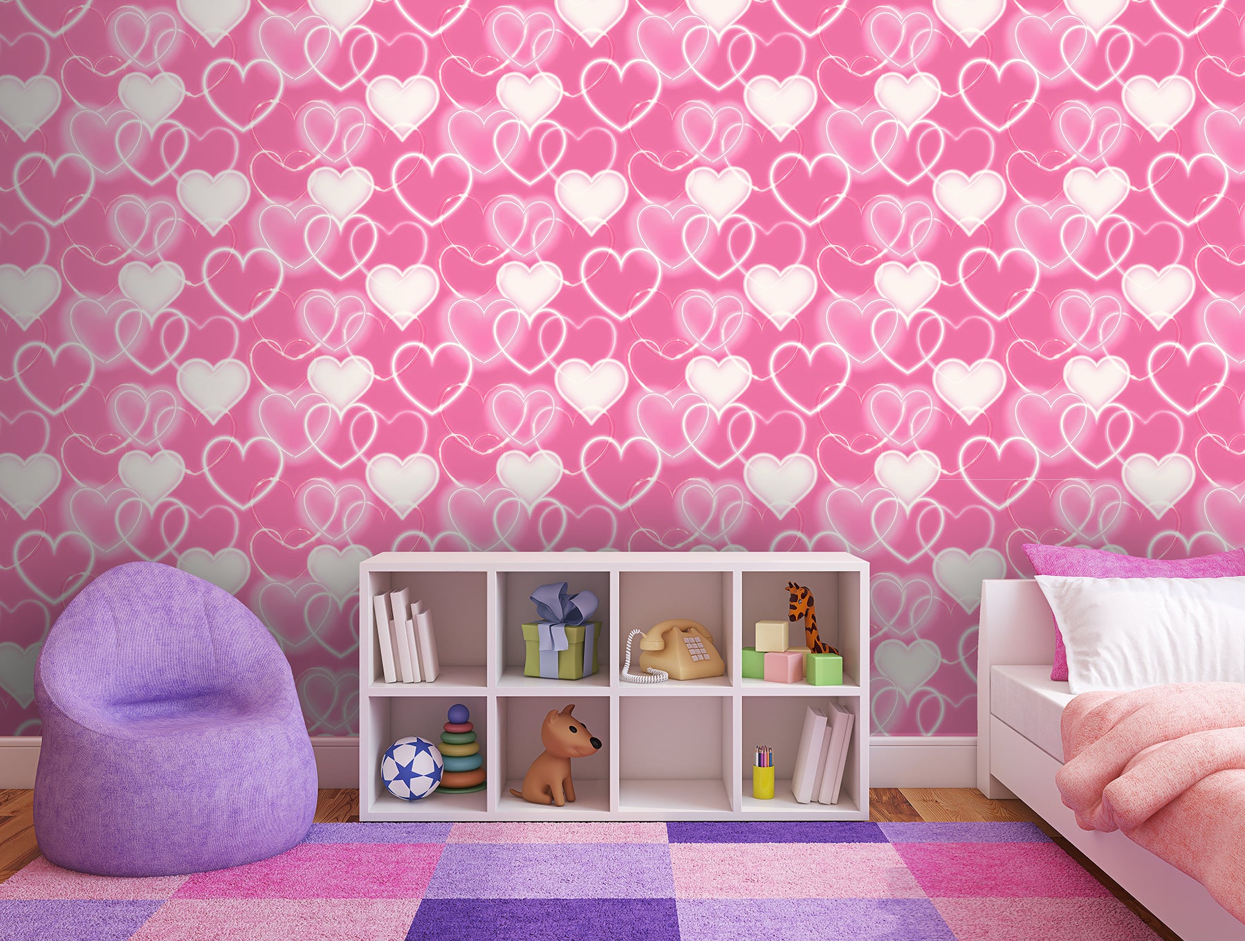 effie-pink-neon-heart-wallpaper-york-wallcoverings-ah100222ah - York Wallcoverings Papel pintado