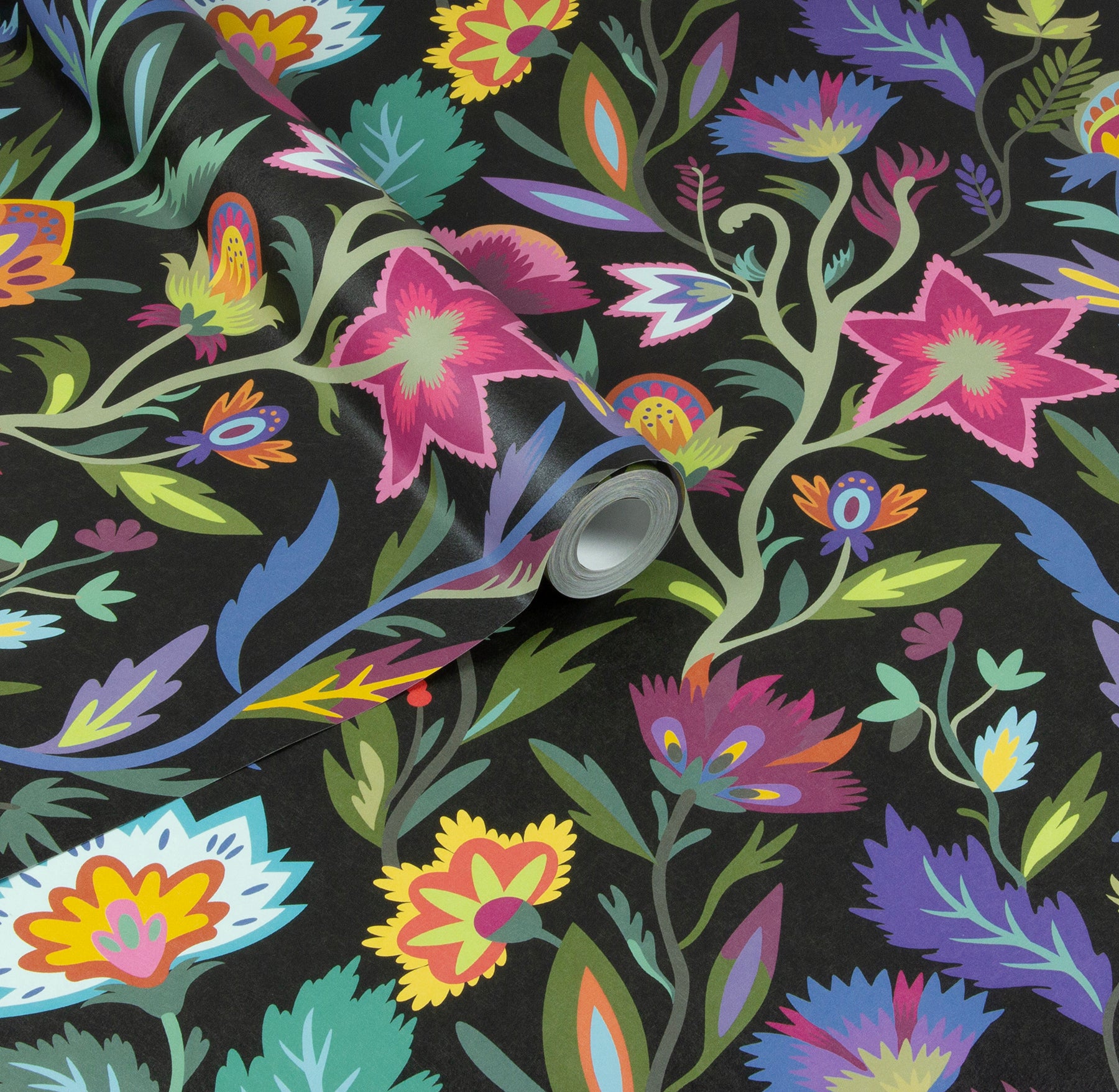 mallory-black-vivid-floral-wallpaper-york-wallcoverings-ah100380ah - York Wallcoverings Papel pintado