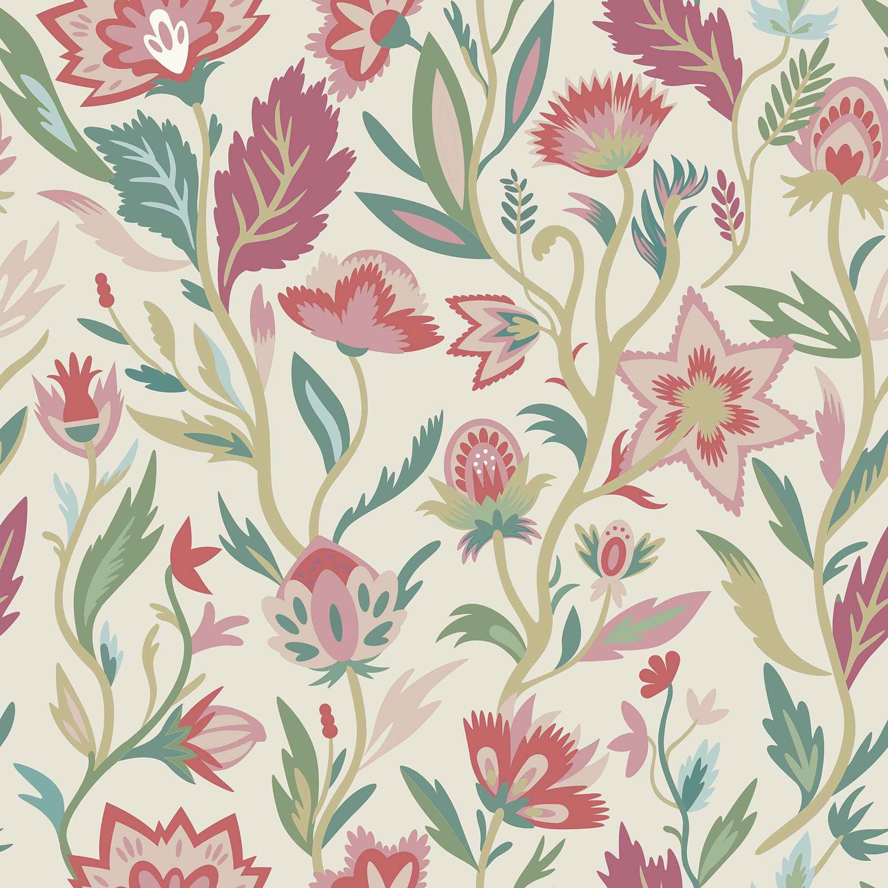 Mallory Pink Vivid Floral Wallpaper - York Wallcoverings - AH100382AH