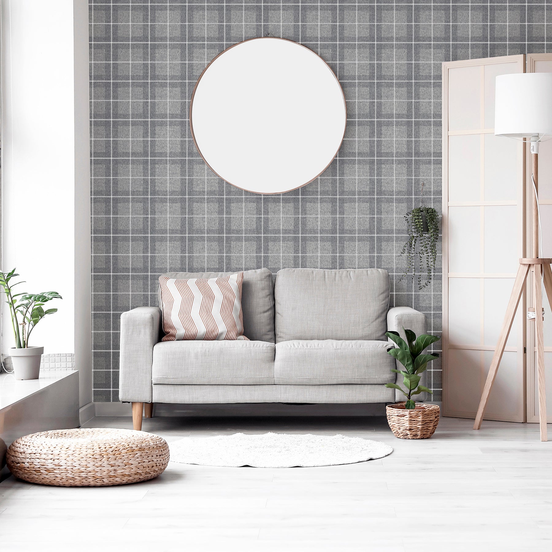 hudson-grey-checkered-plaid-wallpaper-york-wallcoverings-ah251906 - York Wallcoverings Papel pintado