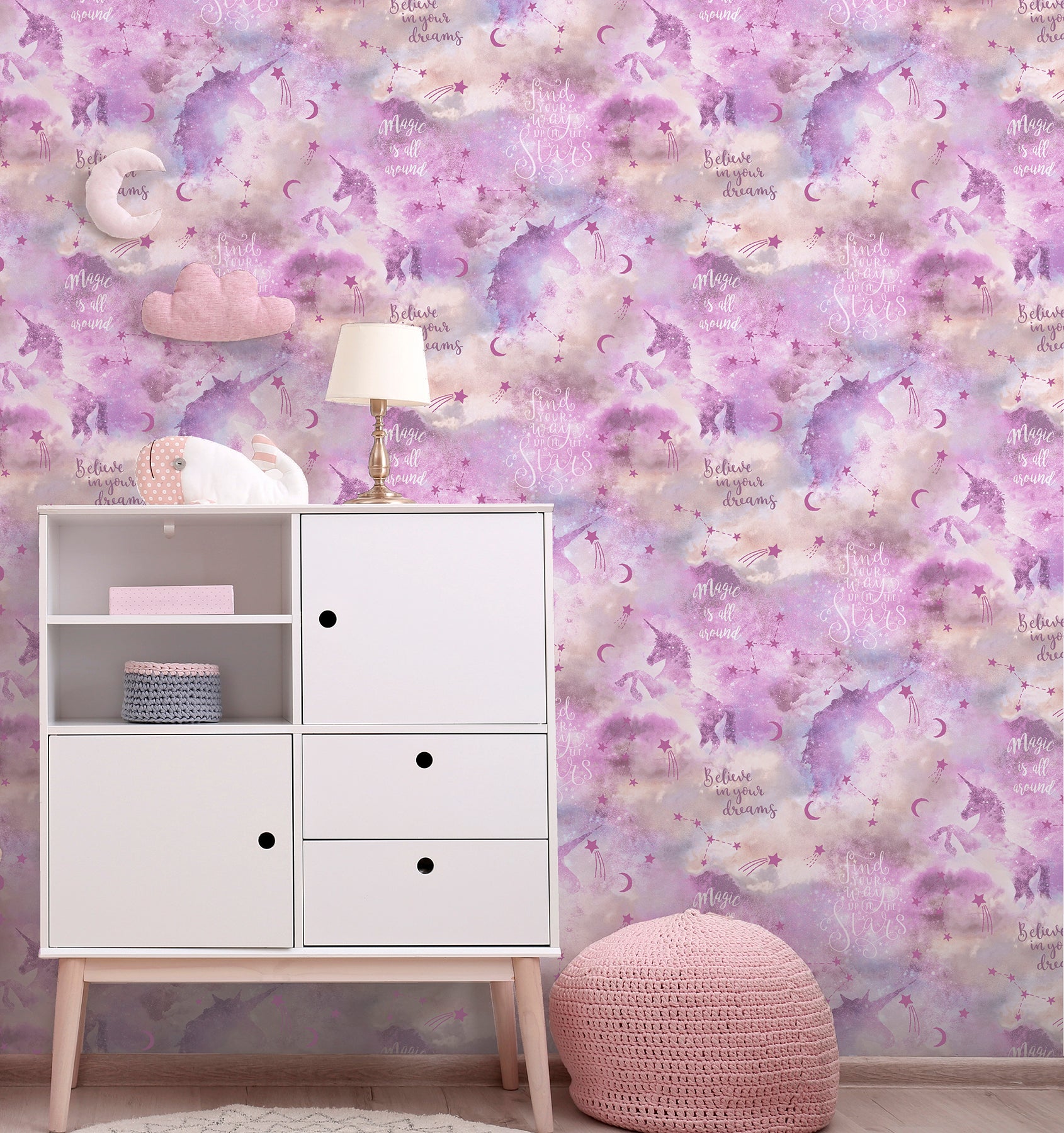 xena-pink-galaxy-unicorn-wallpaper-york-wallcoverings-ah292901 - York Wallcoverings Papel pintado