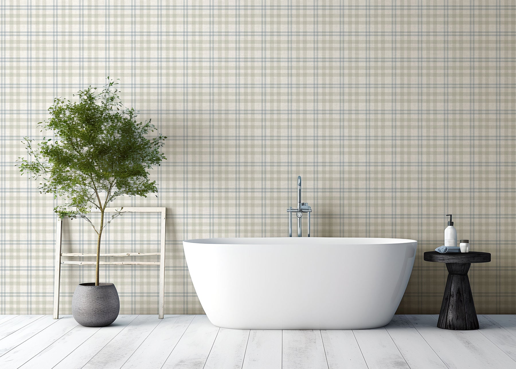 corrine-neutral-countryside-check-wallpaper-york-wallcoverings-ah294606 - York Wallcoverings Papel pintado