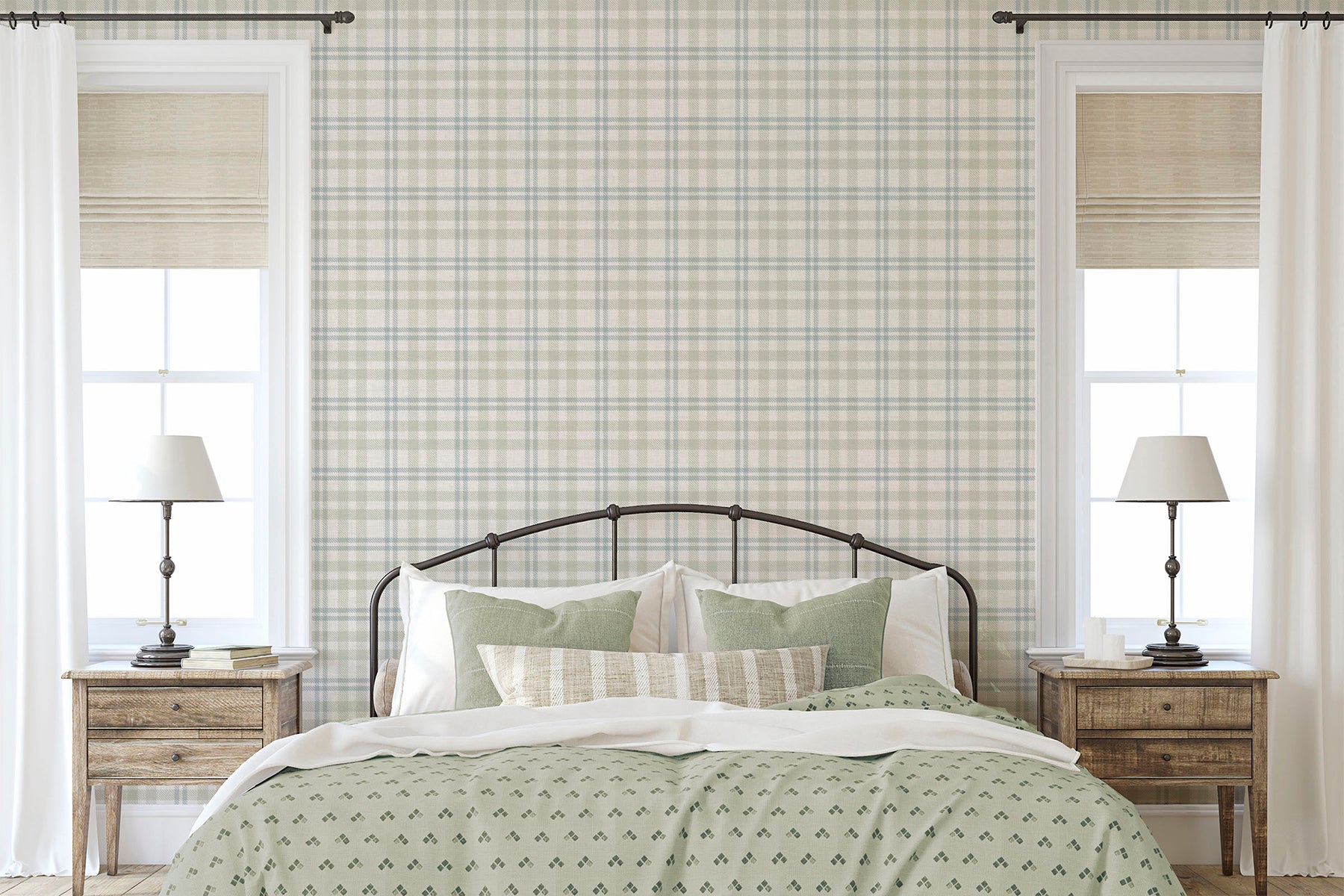corrine-neutral-countryside-check-wallpaper-york-wallcoverings-ah294606 - York Wallcoverings Wallpaper