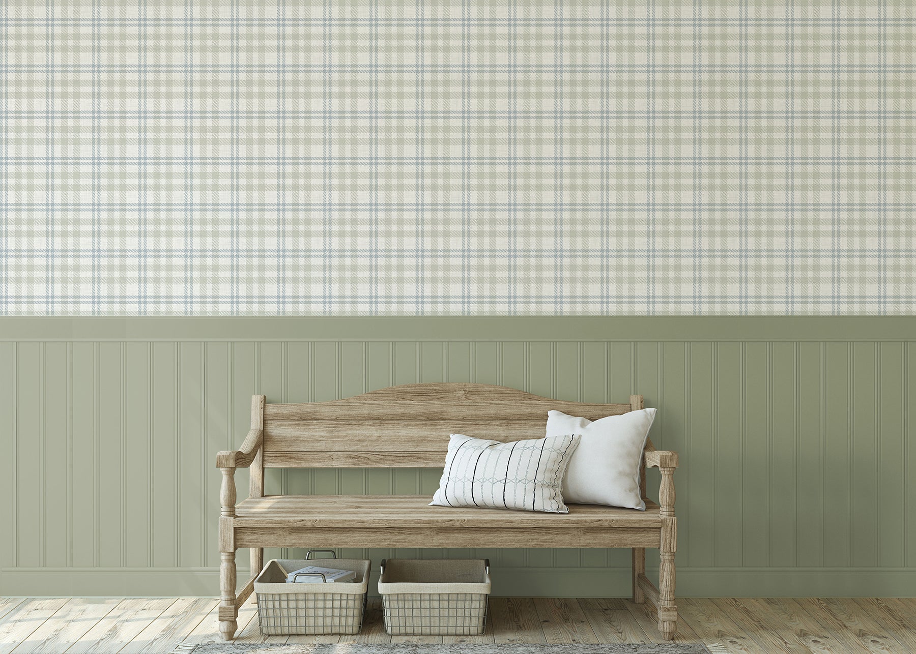 corrine-neutral-countryside-check-wallpaper-york-wallcoverings-ah294606 - York Wallcoverings Papel pintado
