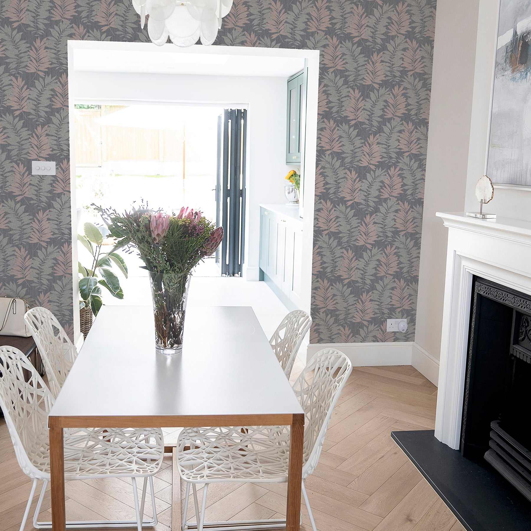 bernis-slate-palm-leaf-wallpaper-york-wallcoverings-ah296200 - York Wallcoverings Wallpaper