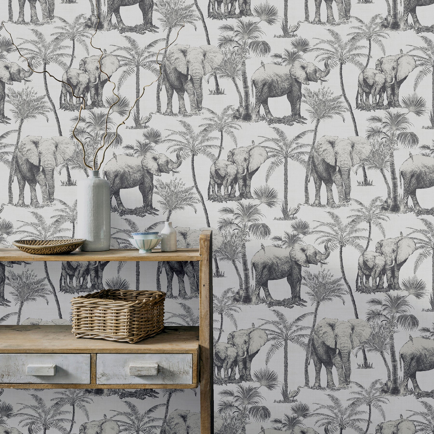 adelia-neutral-elephant-grove-wallpaper-york-wallcoverings-ah296700 - York Wallcoverings Wallpaper
