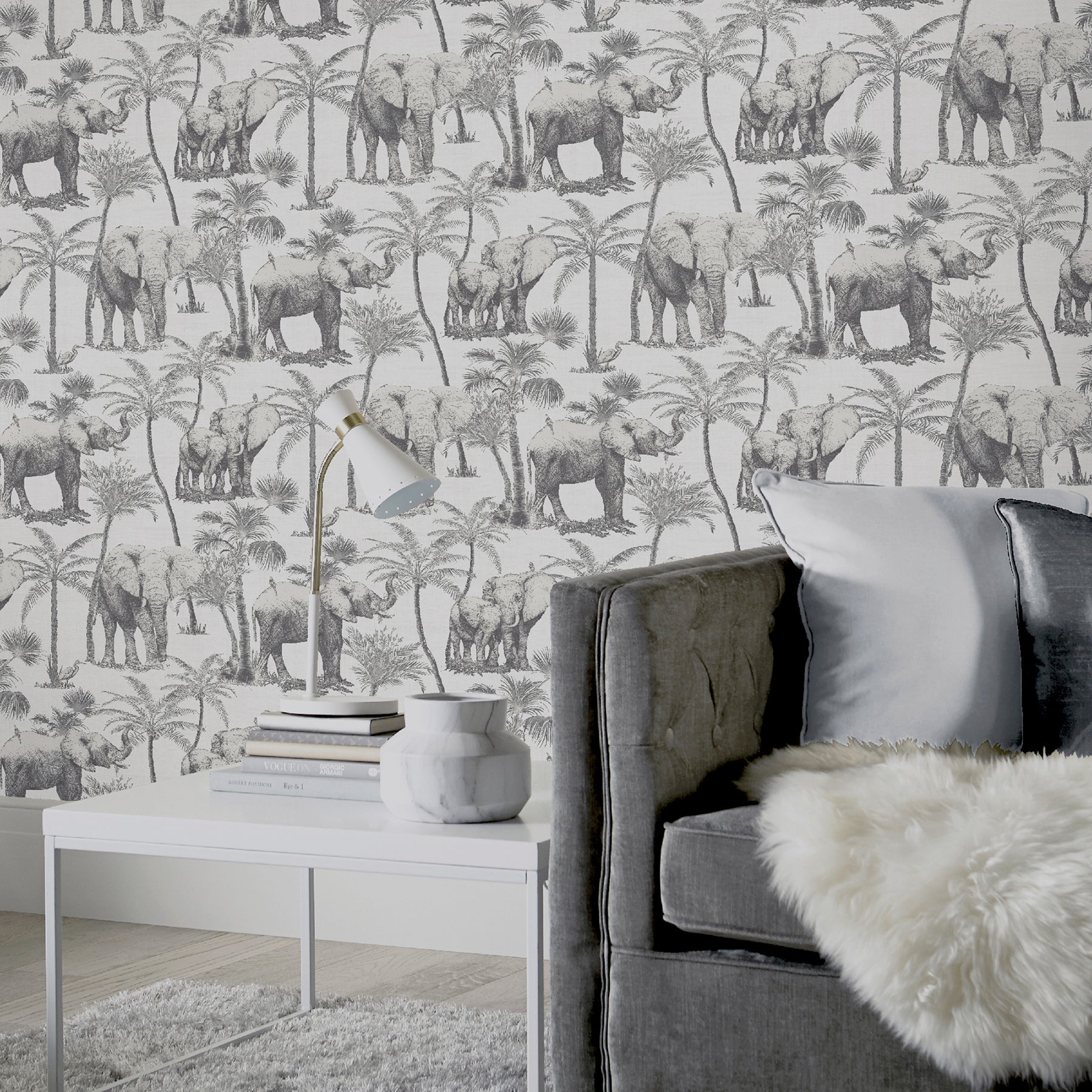 adelia-neutral-elephant-grove-wallpaper-york-wallcoverings-ah296700 - York Wallcoverings Papel pintado