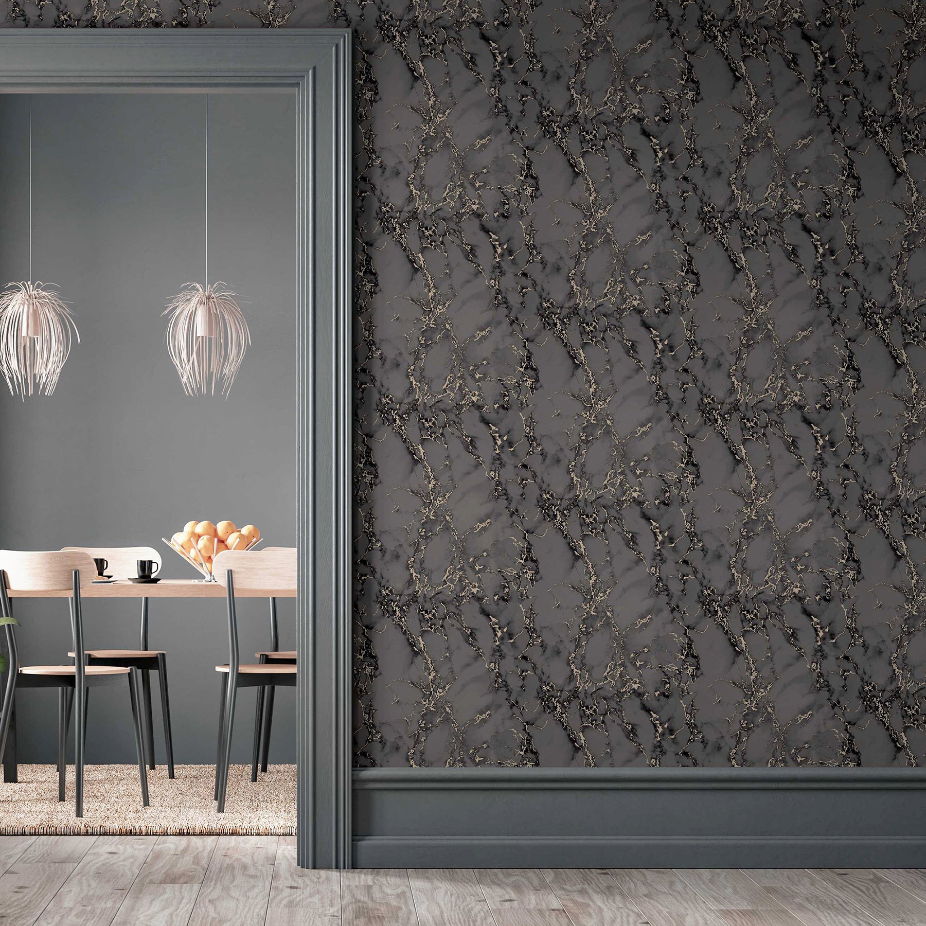 siward-charcoal-metallic-marble-wallpaper-york-wallcoverings-ah296702 - York Wallcoverings Papel pintado