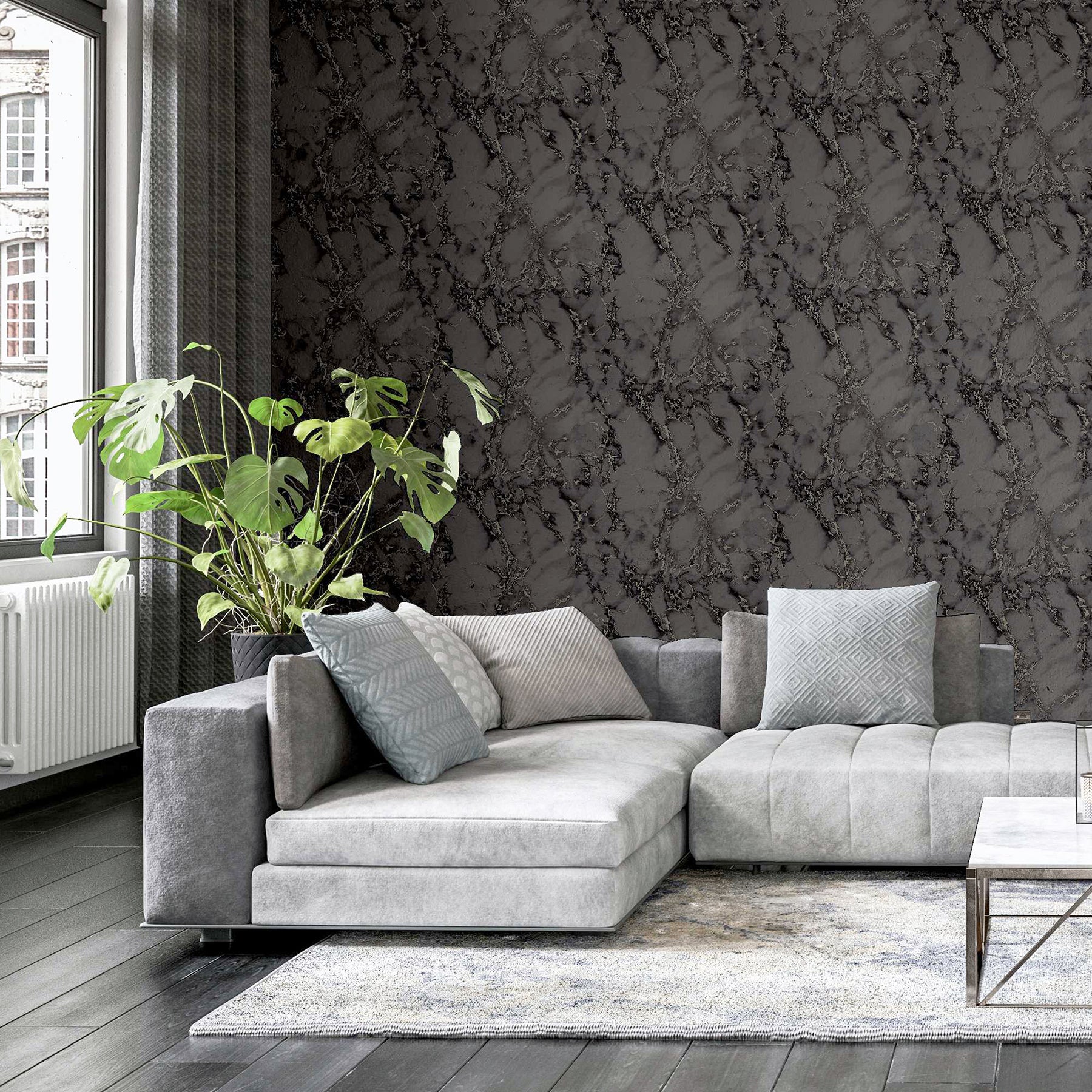 siward-charcoal-metallic-marble-wallpaper-york-wallcoverings-ah296702 - York Wallcoverings Wallpaper