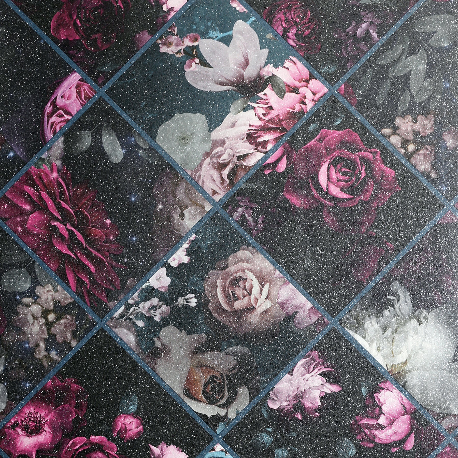 gianna-purple-floral-squares-wallpaper-york-wallcoverings-ah297100 - York Wallcoverings Papel pintado