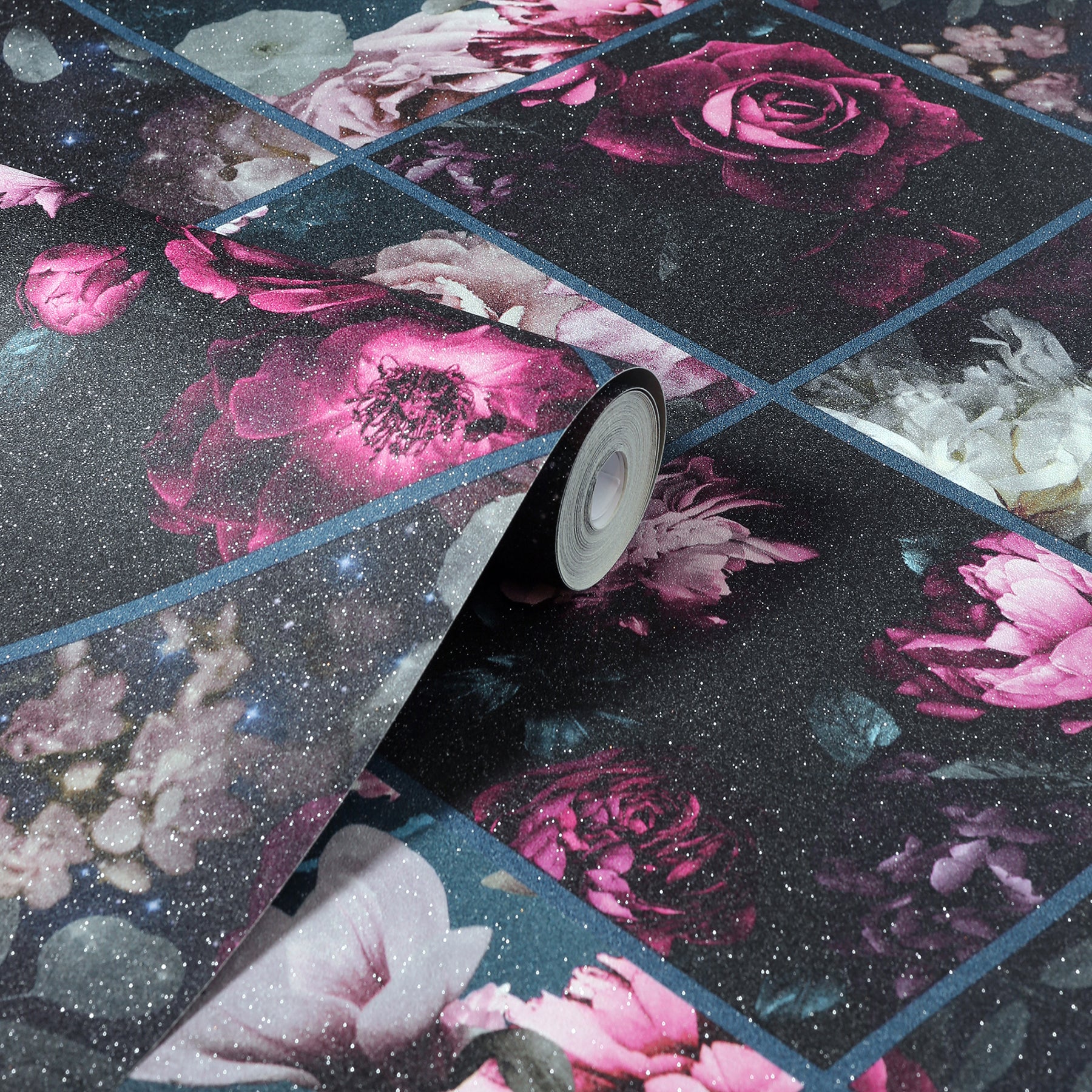 gianna-purple-floral-squares-wallpaper-york-wallcoverings-ah297100 - York Wallcoverings Wallpaper