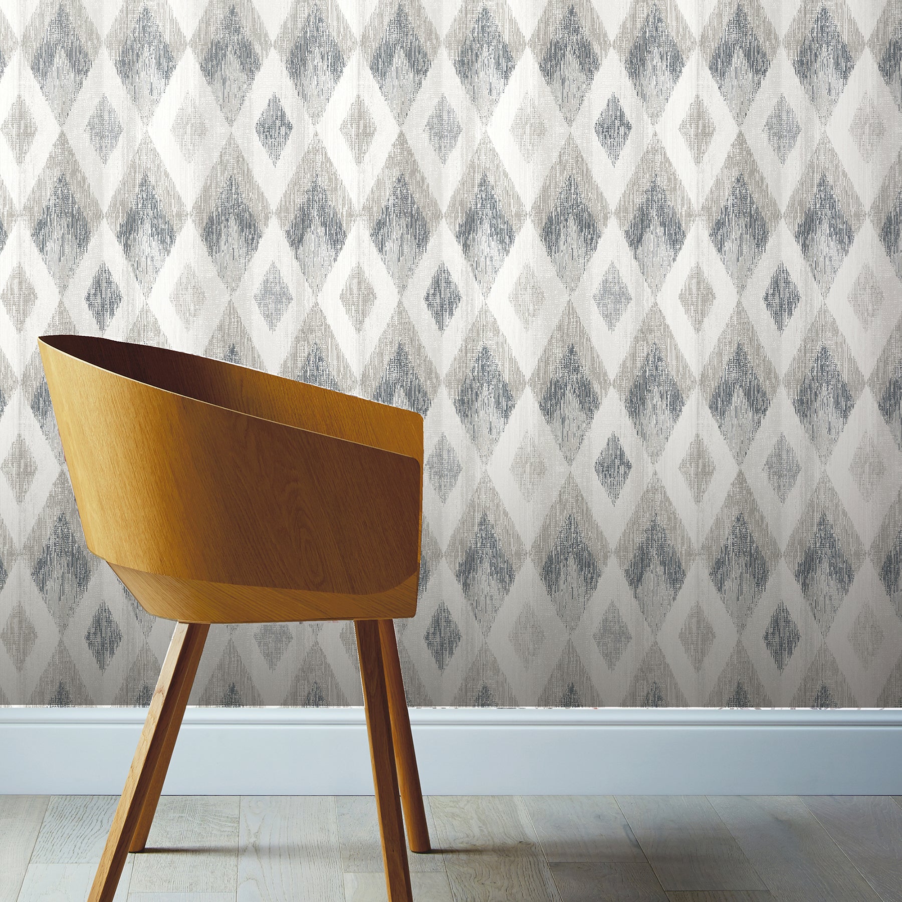 fitzgerald-grey-ikat-diamond-wallpaper-york-wallcoverings-ah297200 - York Wallcoverings Papel pintado
