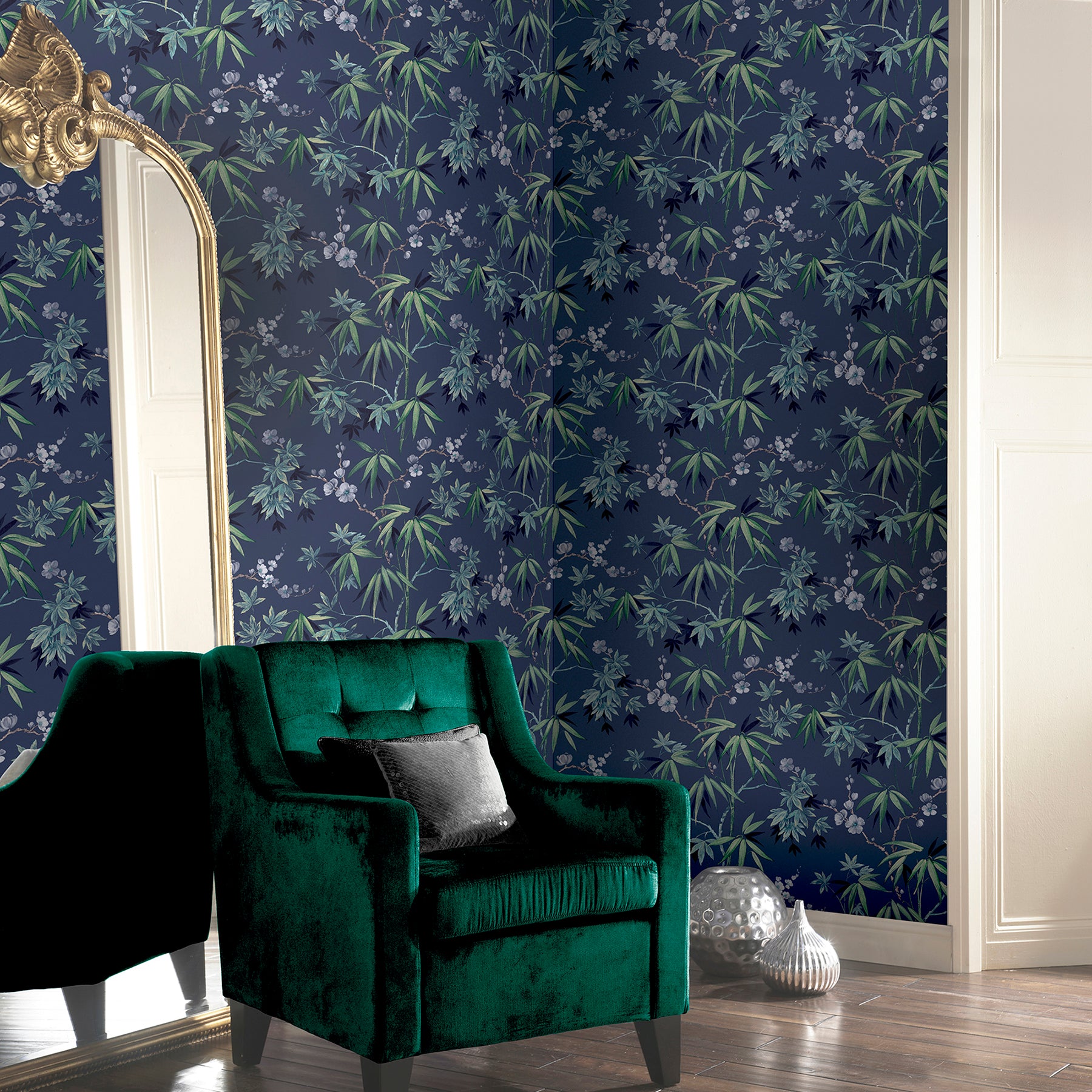 desi-navy-jasmine-garden-wallpaper-york-wallcoverings-ah297800 - York Wallcoverings Papel pintado