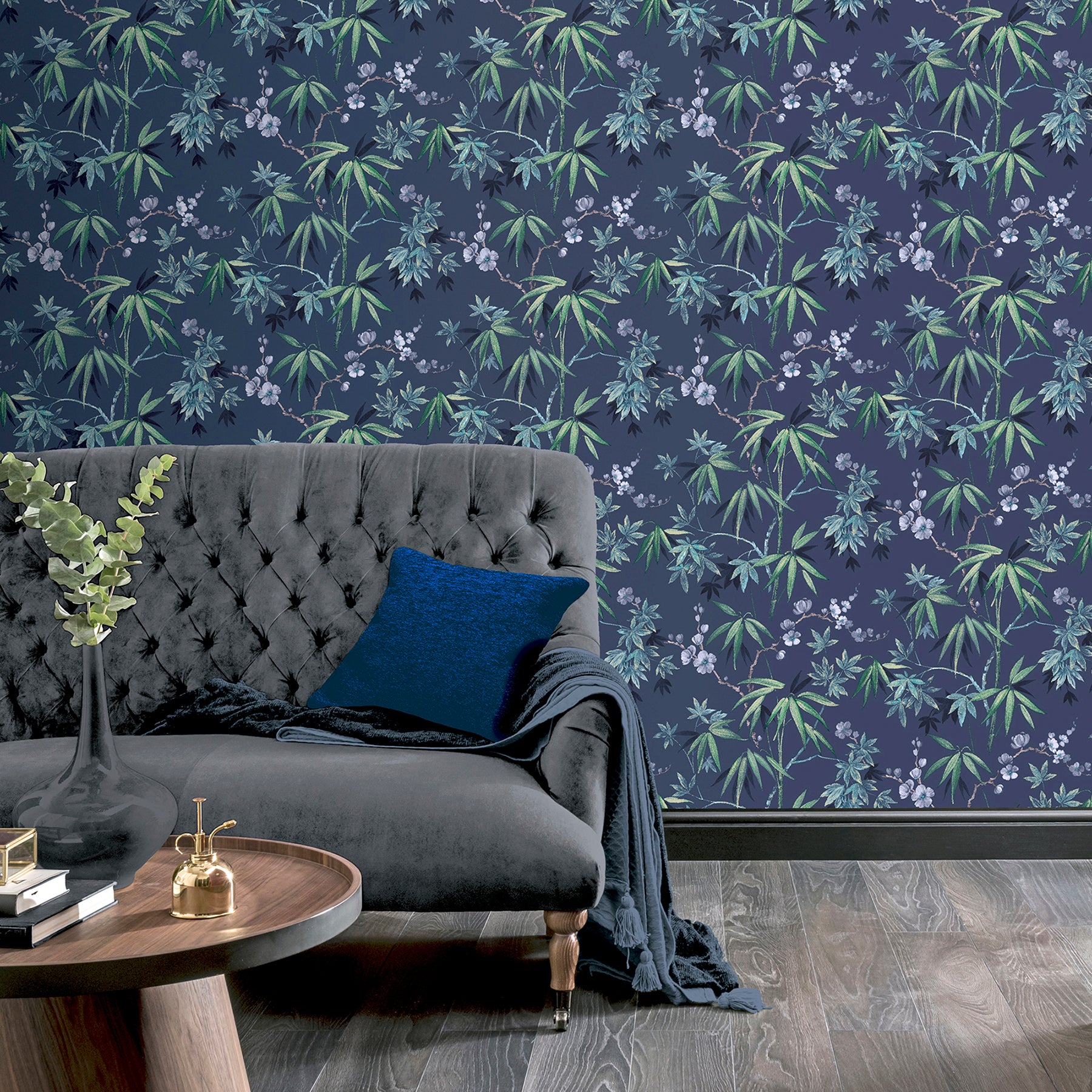 desi-navy-jasmine-garden-wallpaper-york-wallcoverings-ah297800 - York Wallcoverings Papel pintado