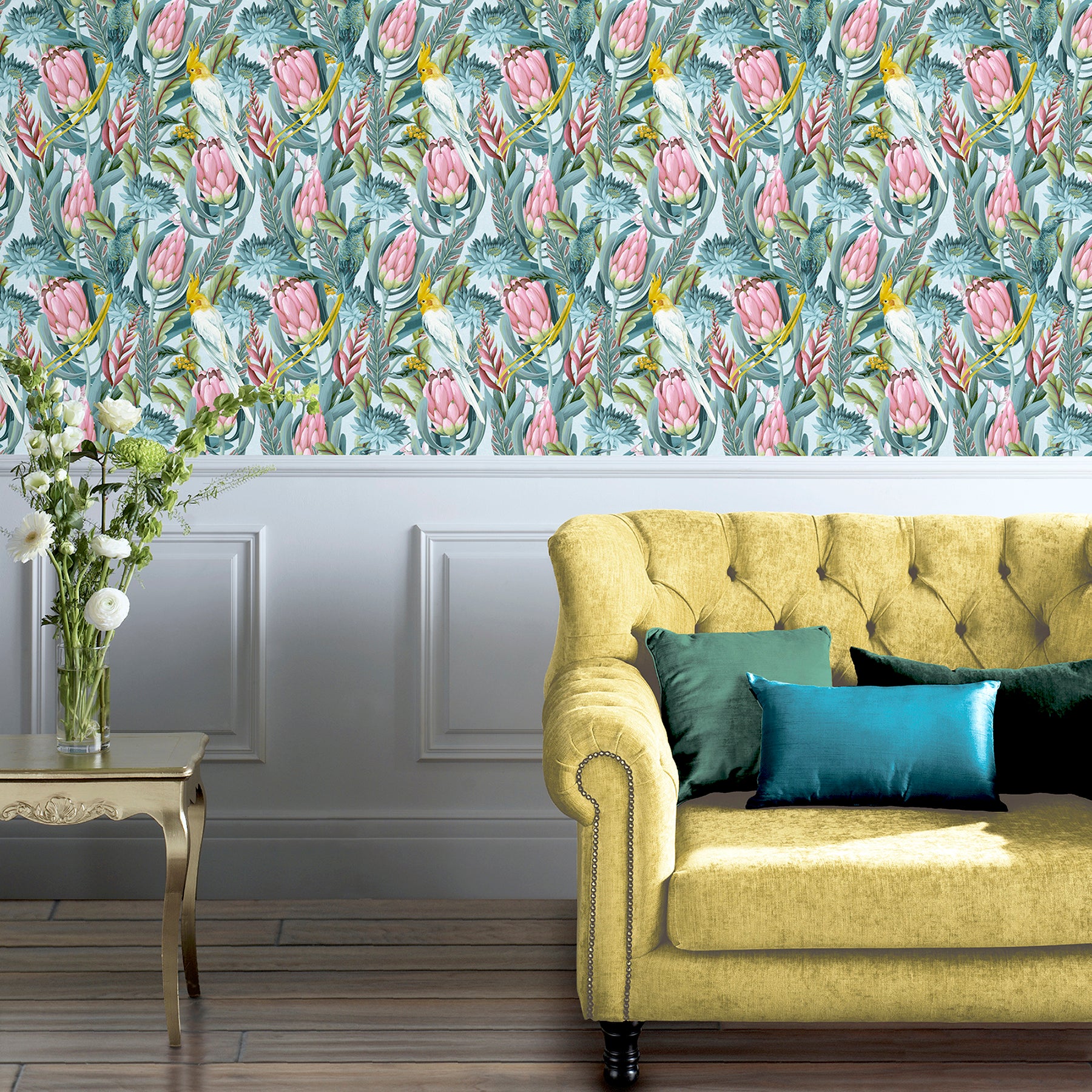 celia-multicolor-tropical-birds-wallpaper-york-wallcoverings-ah297905 - York Wallcoverings Wallpaper