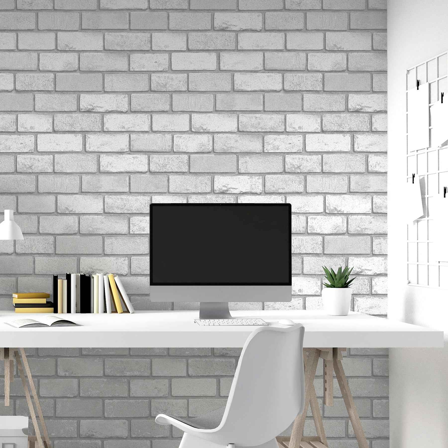Myron Dove Metallic Brick Wallpaper - York Wallcoverings - AH692201 - York Wallcoverings Wallpaper