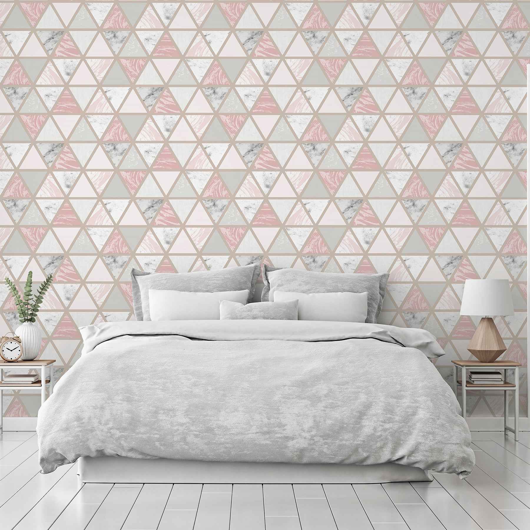 Marcy Pink Triangle Grid Wallpaper - York Wallcoverings - AH692205 - York Wallcoverings Wallpaper