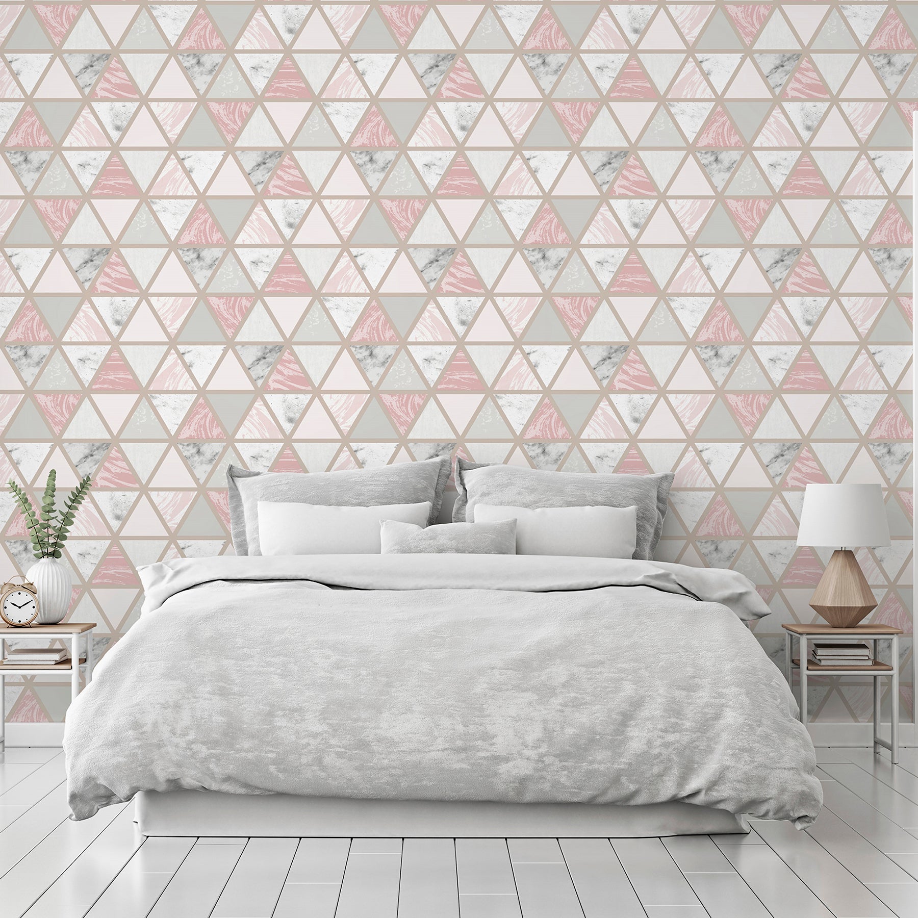 marcy-pink-triangle-grid-wallpaper-york-wallcoverings-ah692205 - York Wallcoverings Wallpaper