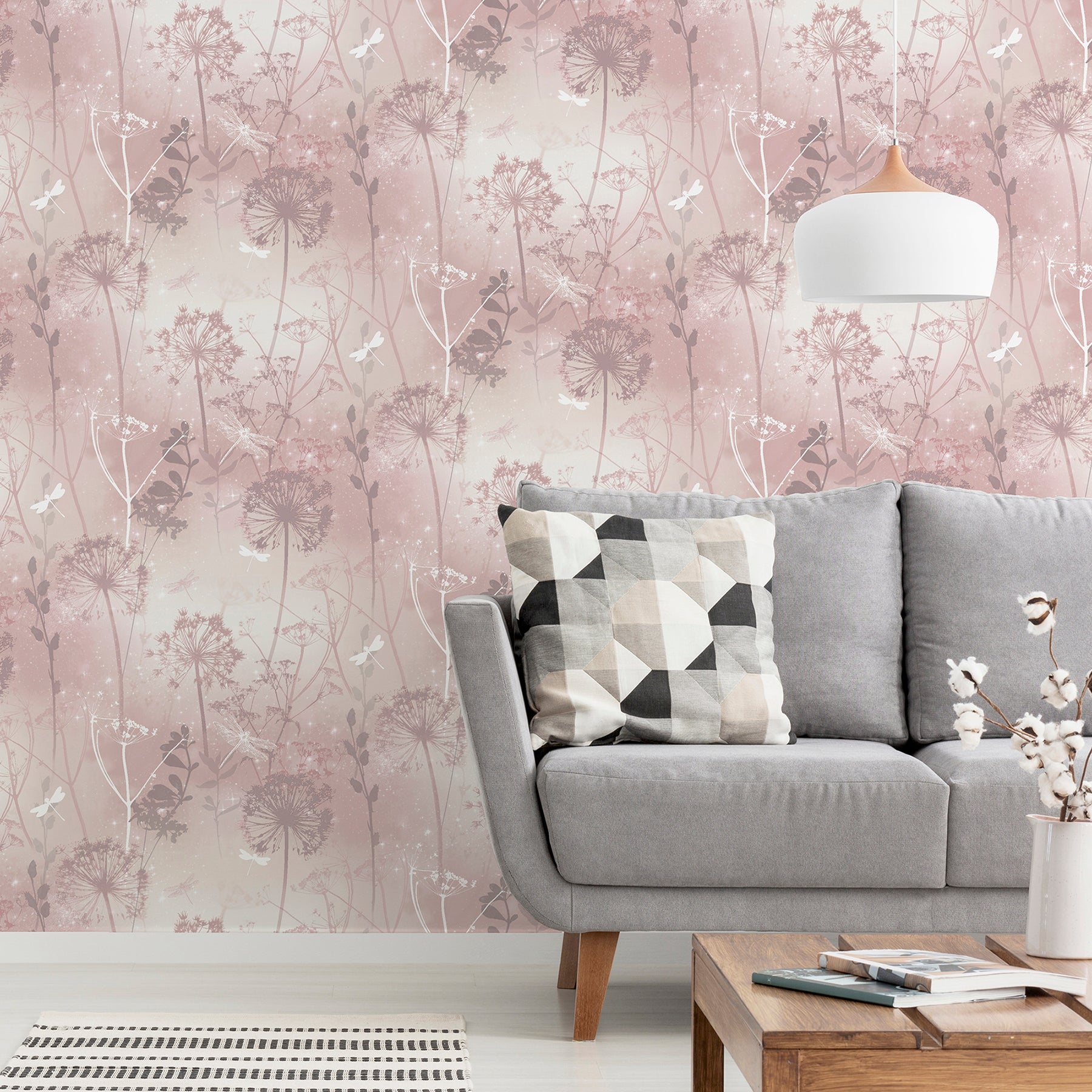 lena-pink-floral-wallpaper-york-wallcoverings-ah692305 - York Wallcoverings Papel pintado
