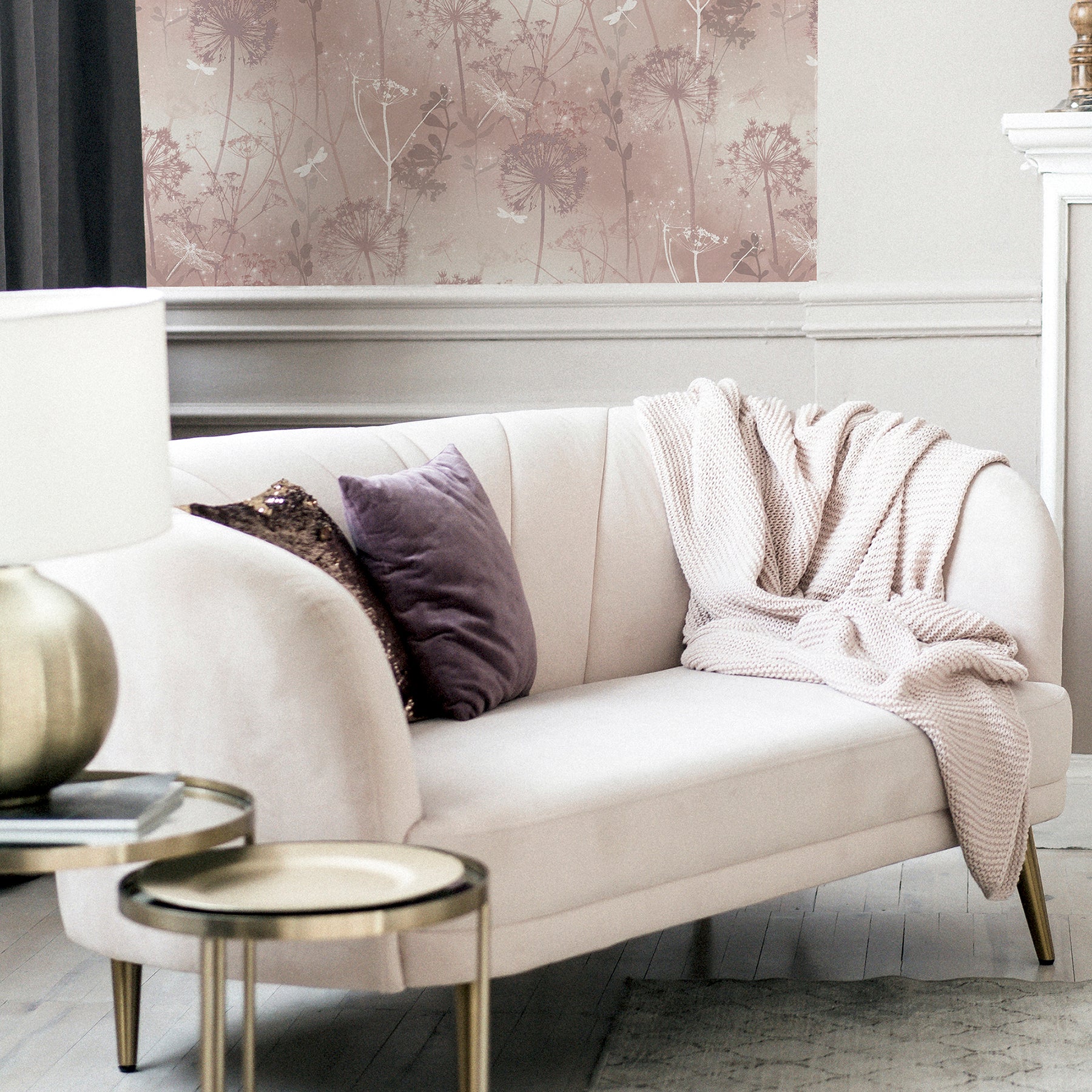 lena-pink-floral-wallpaper-york-wallcoverings-ah692305 - York Wallcoverings Papel pintado