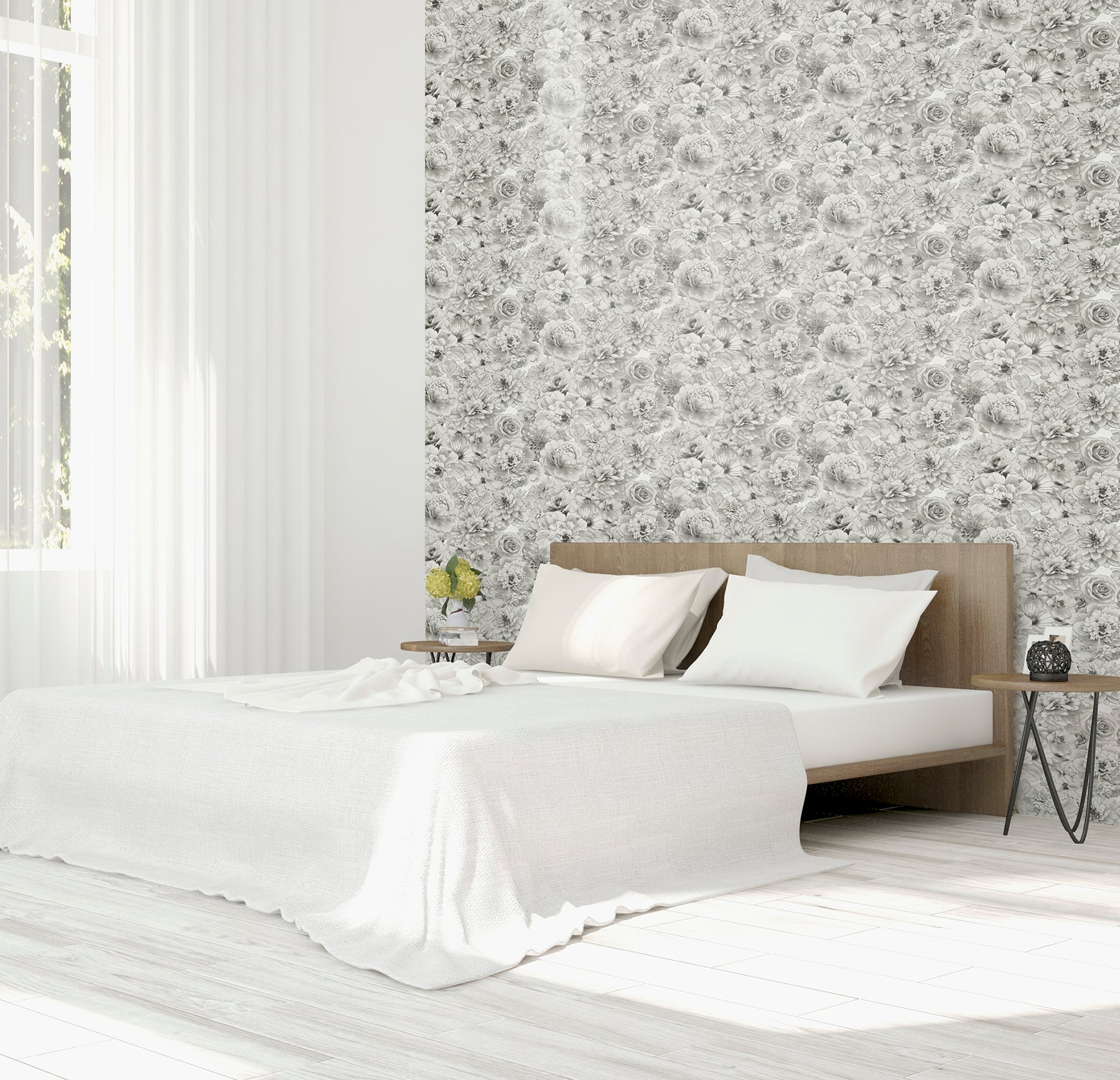 clarissa-grey-glitter-bloom-wallpaper-york-wallcoverings-ah692803 - York Wallcoverings Wallpaper