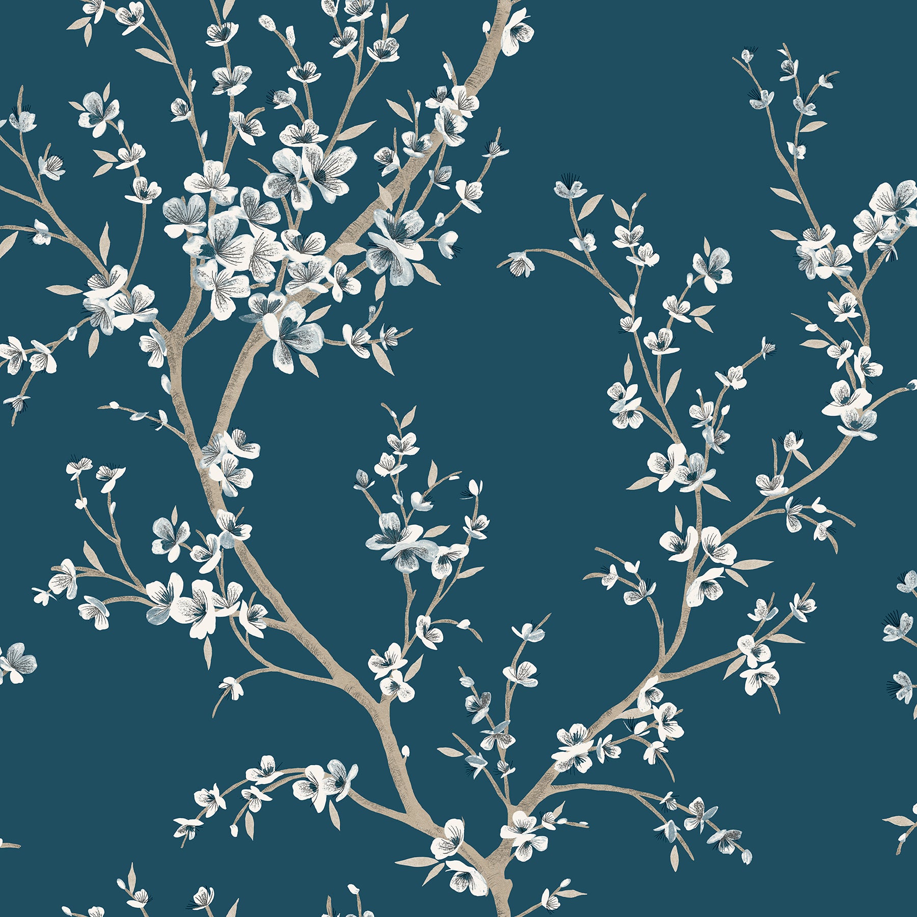 kaia-blue-flowering-tree-wallpaper-york-wallcoverings-ah692805 - York Wallcoverings Papel pintado