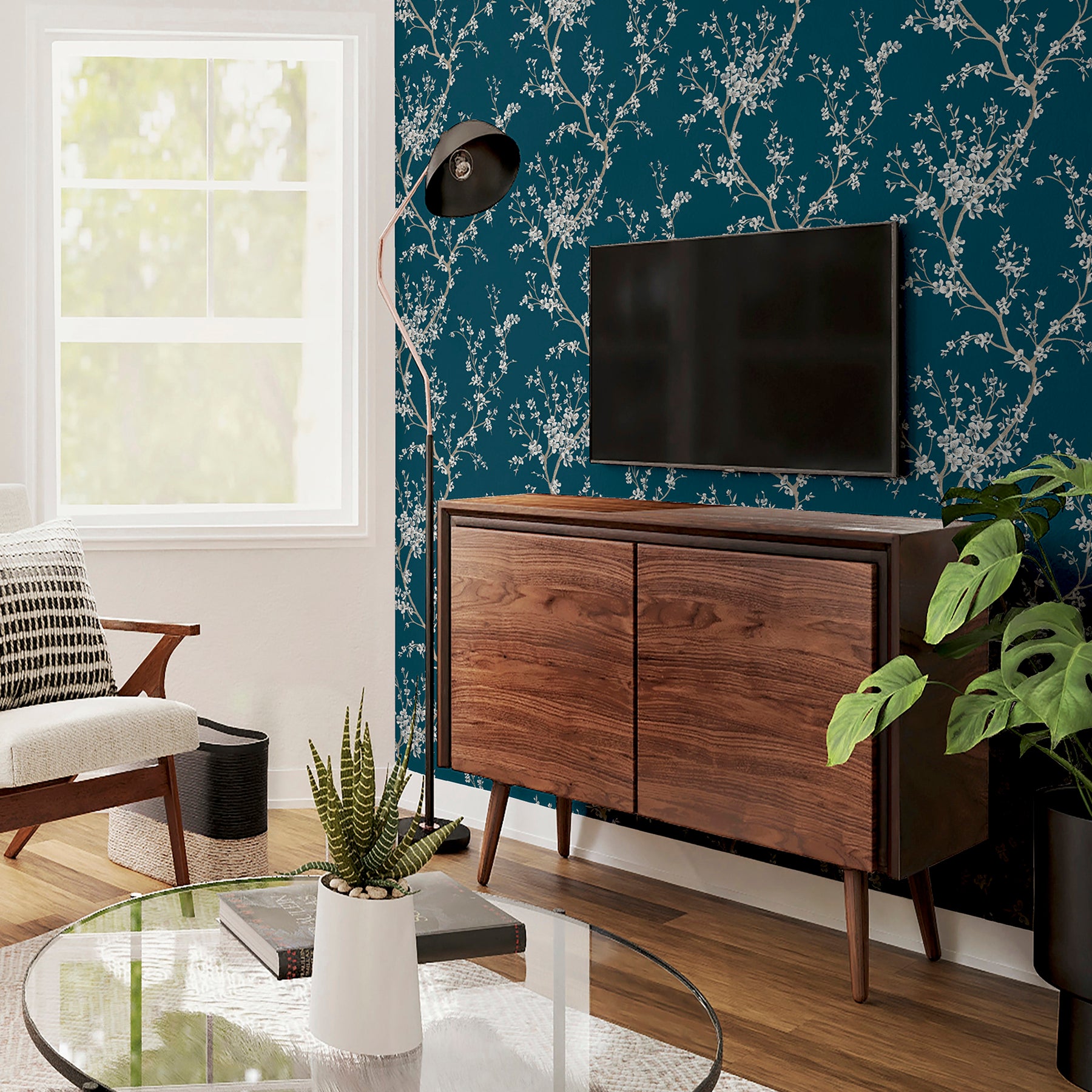 kaia-blue-flowering-tree-wallpaper-york-wallcoverings-ah692805 - York Wallcoverings Papel pintado