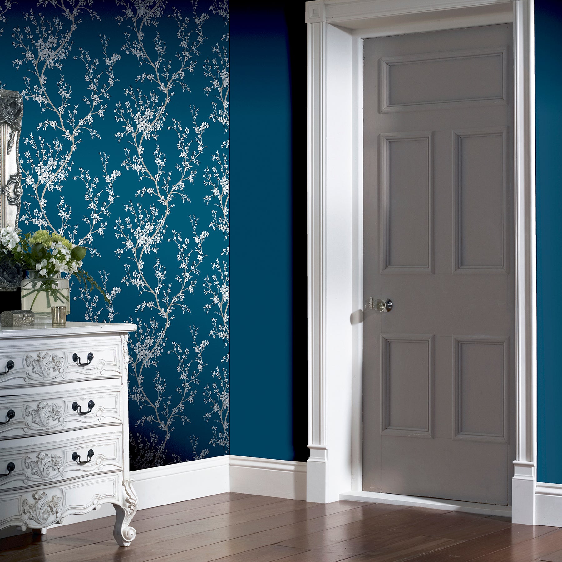 kaia-blue-flowering-tree-wallpaper-york-wallcoverings-ah692805 - York Wallcoverings Papel pintado