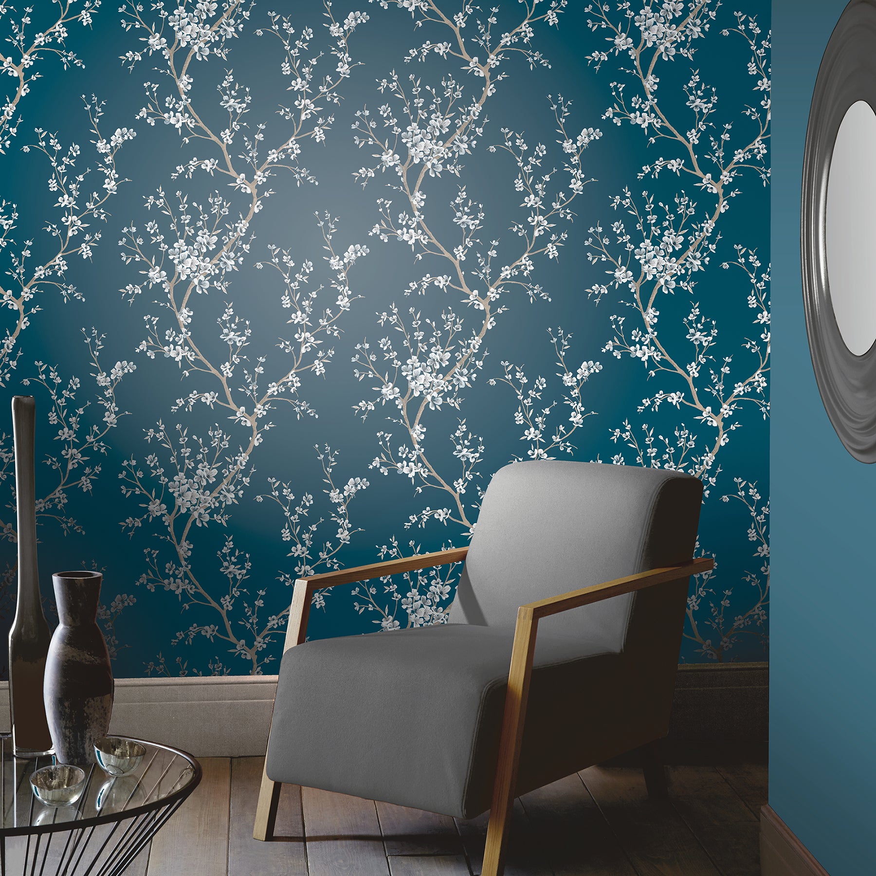 kaia-blue-flowering-tree-wallpaper-york-wallcoverings-ah692805 - York Wallcoverings Wallpaper