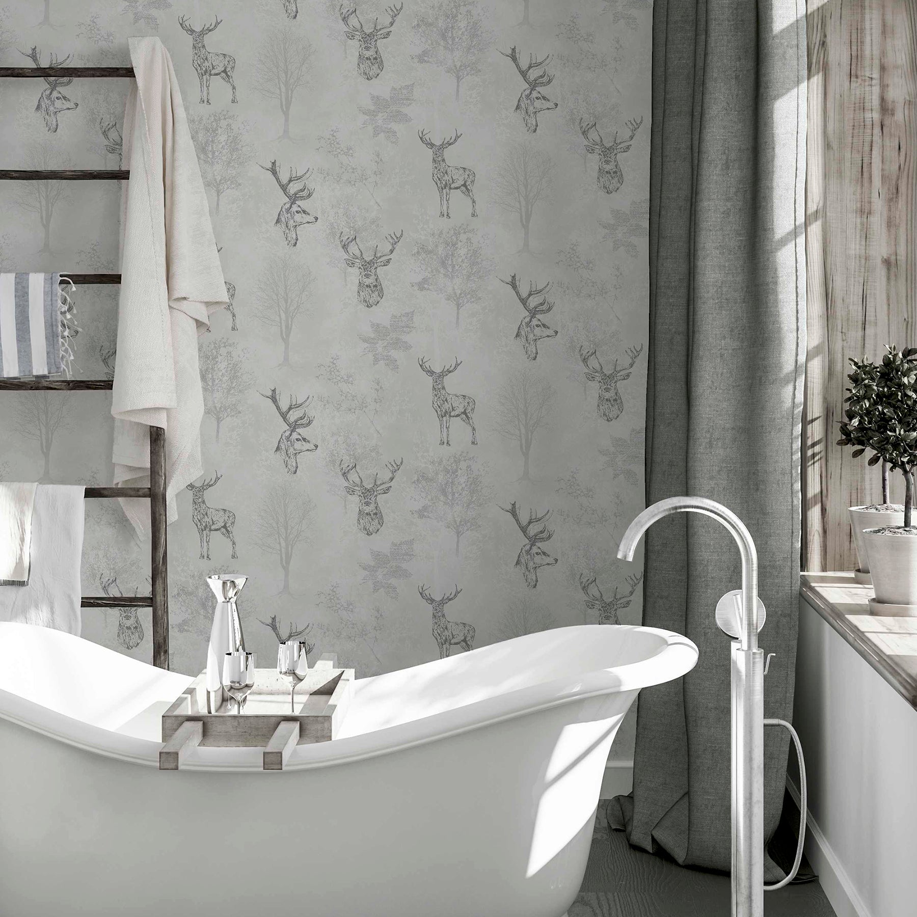 gilbert-black-etched-stag-wallpaper-york-wallcoverings-ah901808 - York Wallcoverings Papel pintado