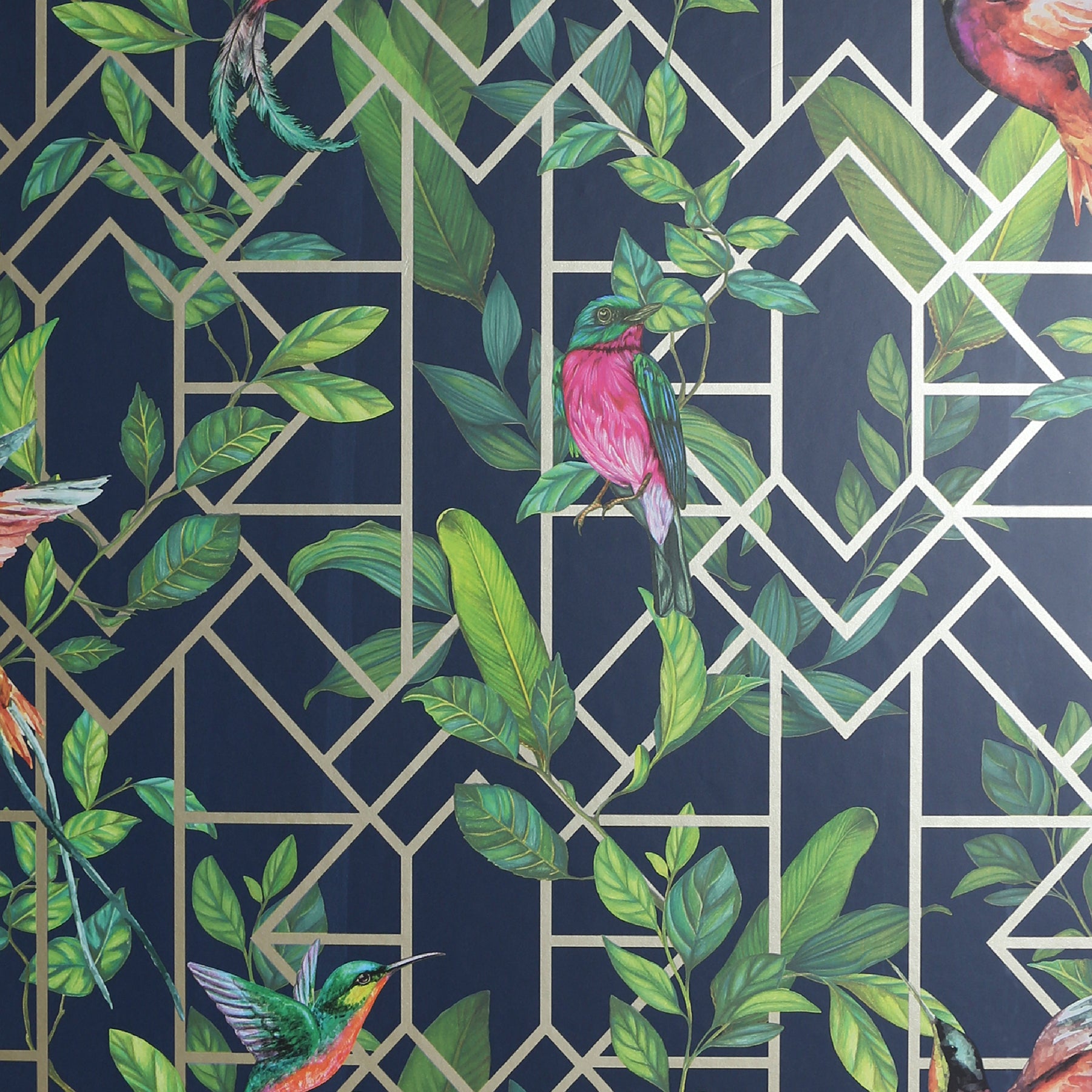 thelma-navy-tropical-deco-wallpaper-york-wallcoverings-ah908003 - York Wallcoverings Papel pintado
