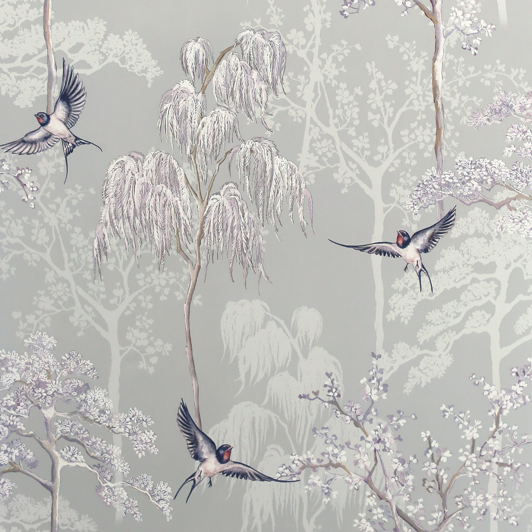 asuka-grey-sparrow-forest-wallpaper-york-wallcoverings-ah908105 - York Wallcoverings Wallpaper