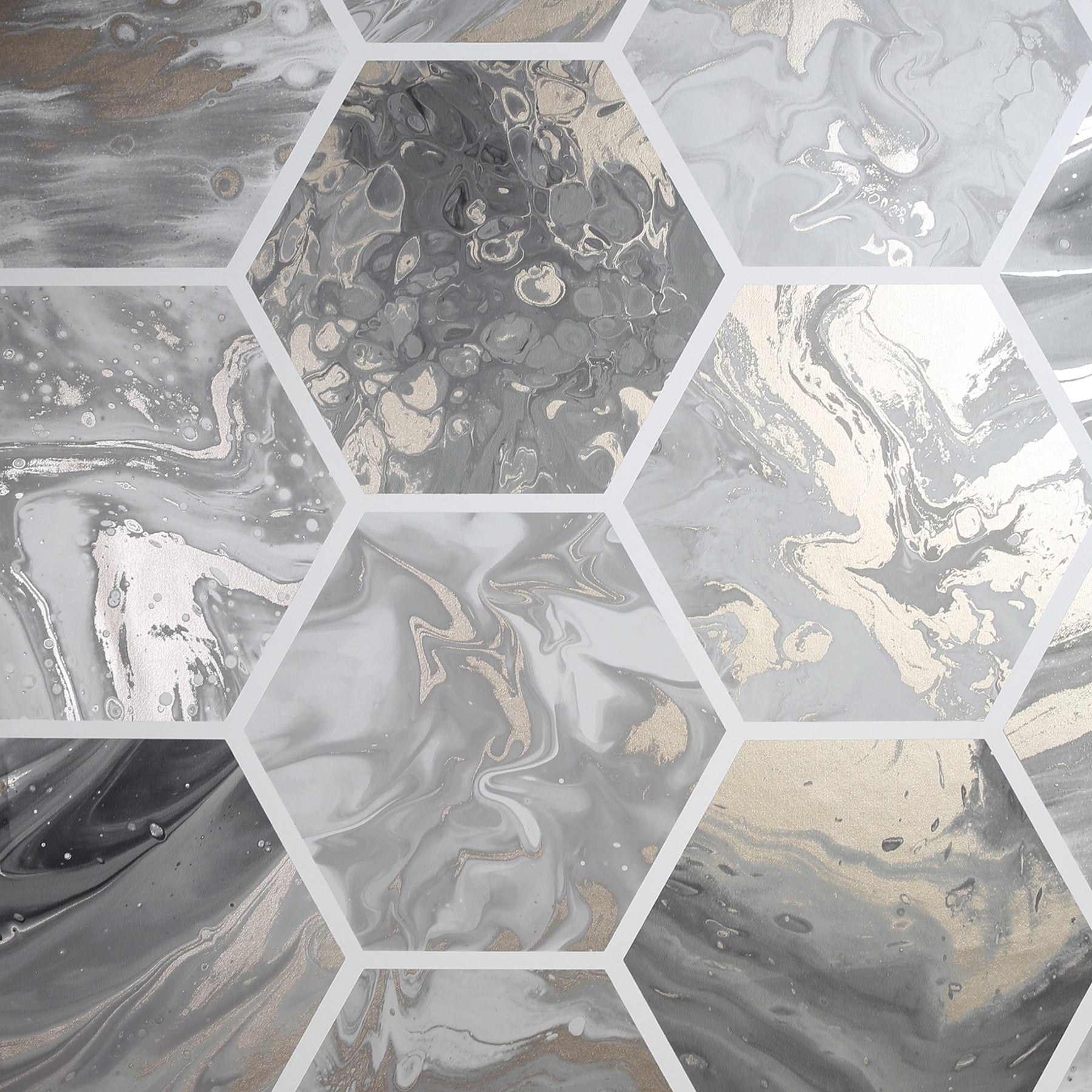 marlon-charcoal-hexagon-tiles-wallpaper-york-wallcoverings-ah908502 - York Wallcoverings Papel pintado