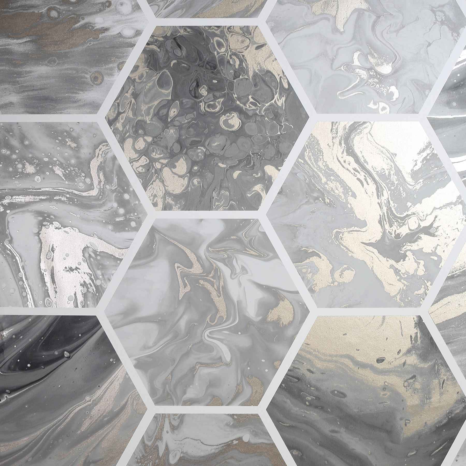 Marlon Charcoal Hexagon Tiles Wallpaper - York Wallcoverings - AH908502 - York Wallcoverings Wallpaper