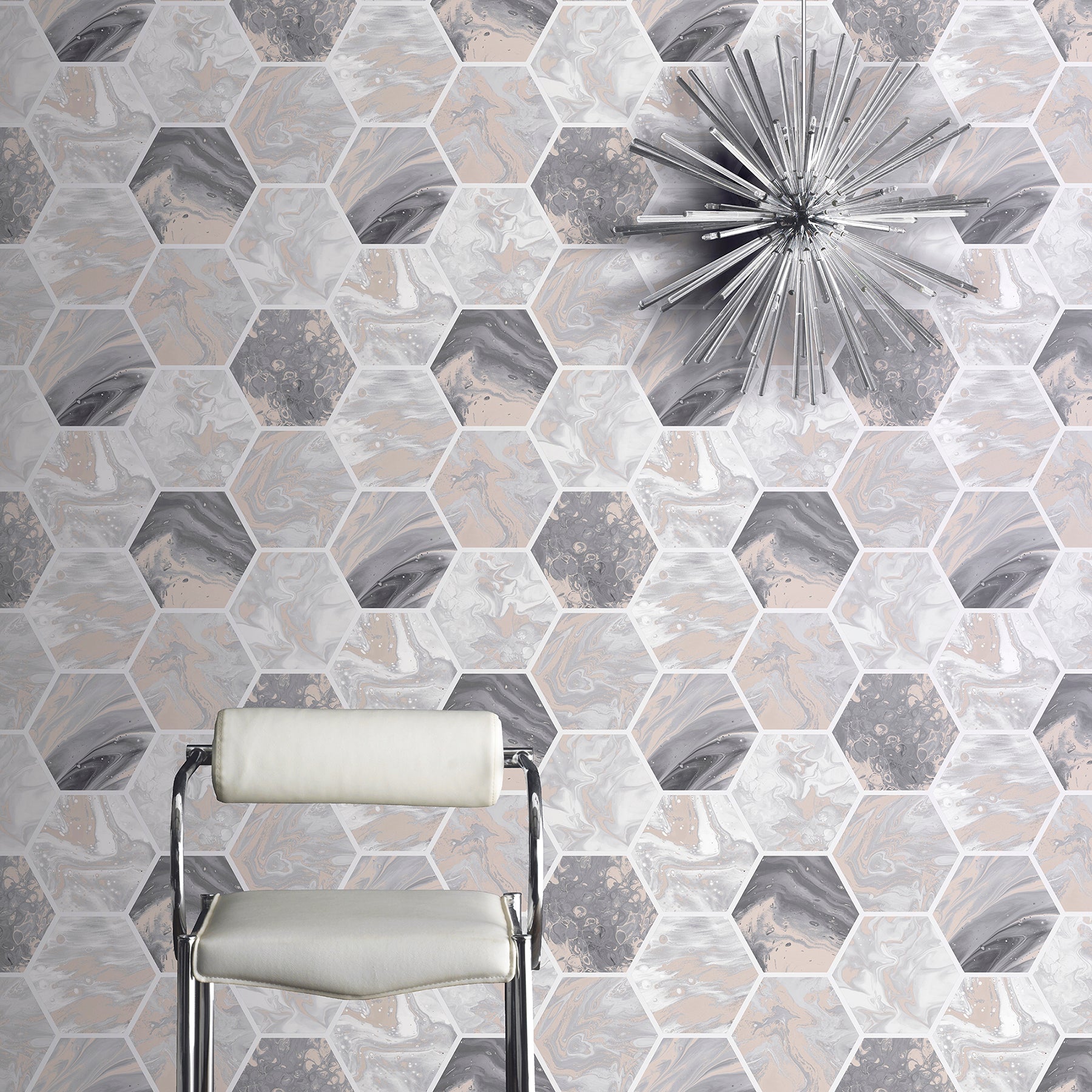 marlon-charcoal-hexagon-tiles-wallpaper-york-wallcoverings-ah908502 - York Wallcoverings Papel pintado