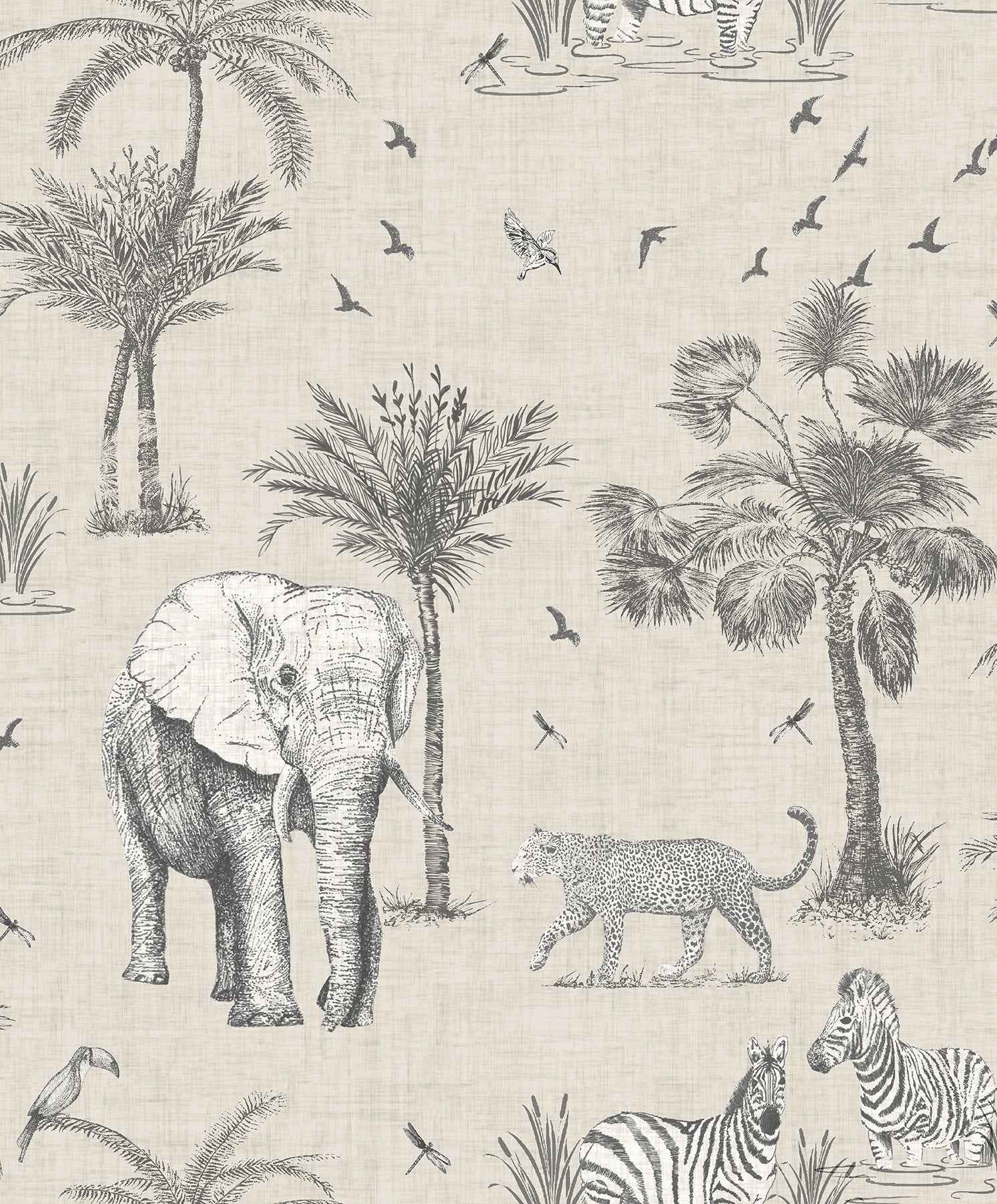 Lionel Grey Safari Lagoon Wallpaper - York Wallcoverings - AH908902