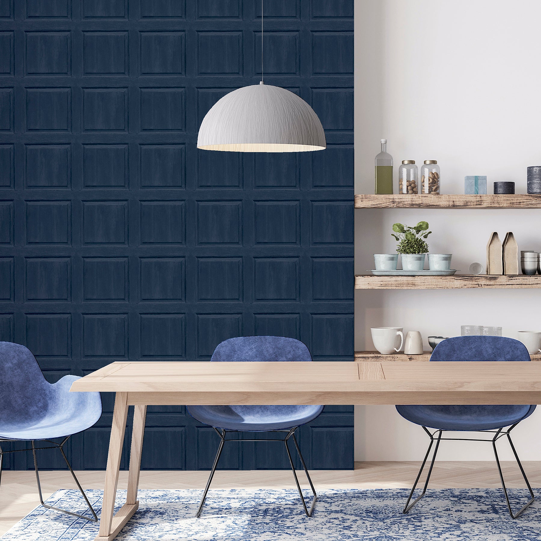 bellamy-navy-wooden-panel-wallpaper-york-wallcoverings-ah909601 - York Wallcoverings Wallpaper