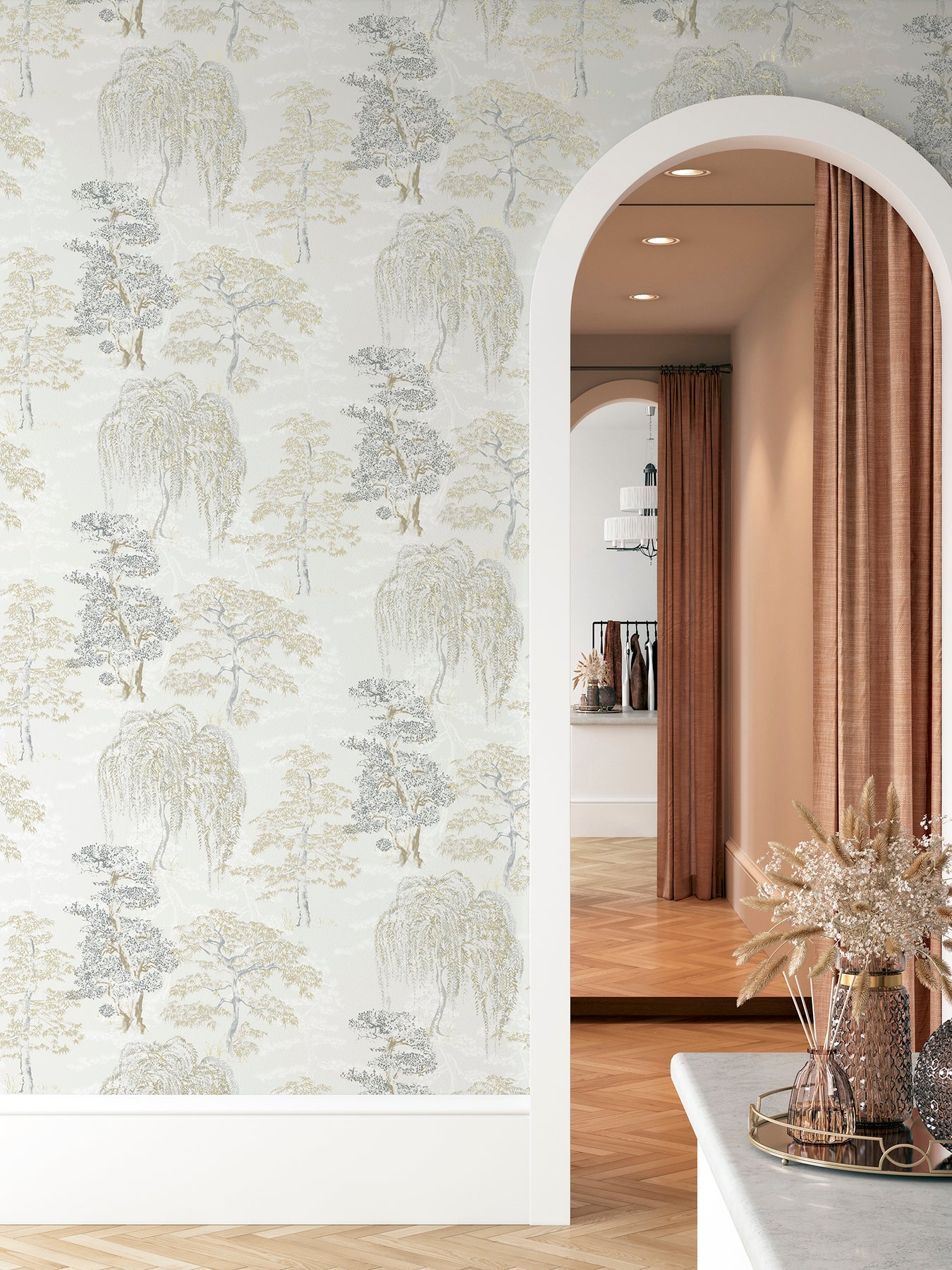 midori-neutral-trees-wallpaper-york-wallcoverings-ah909605 - York Wallcoverings Wallpaper