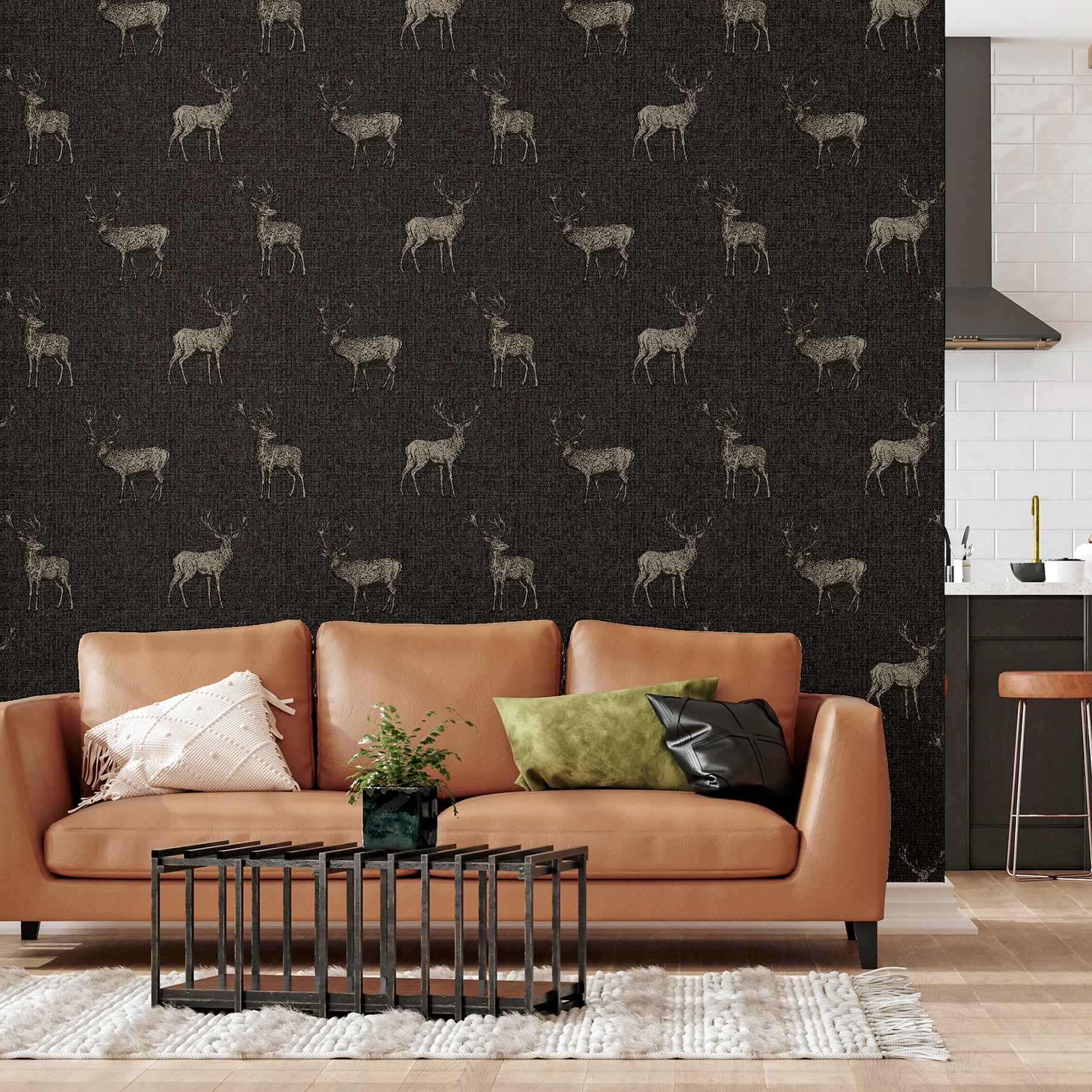 Hank Charcoal Stag Wallpaper - York Wallcoverings - AH909607 - York Wallcoverings Wallpaper