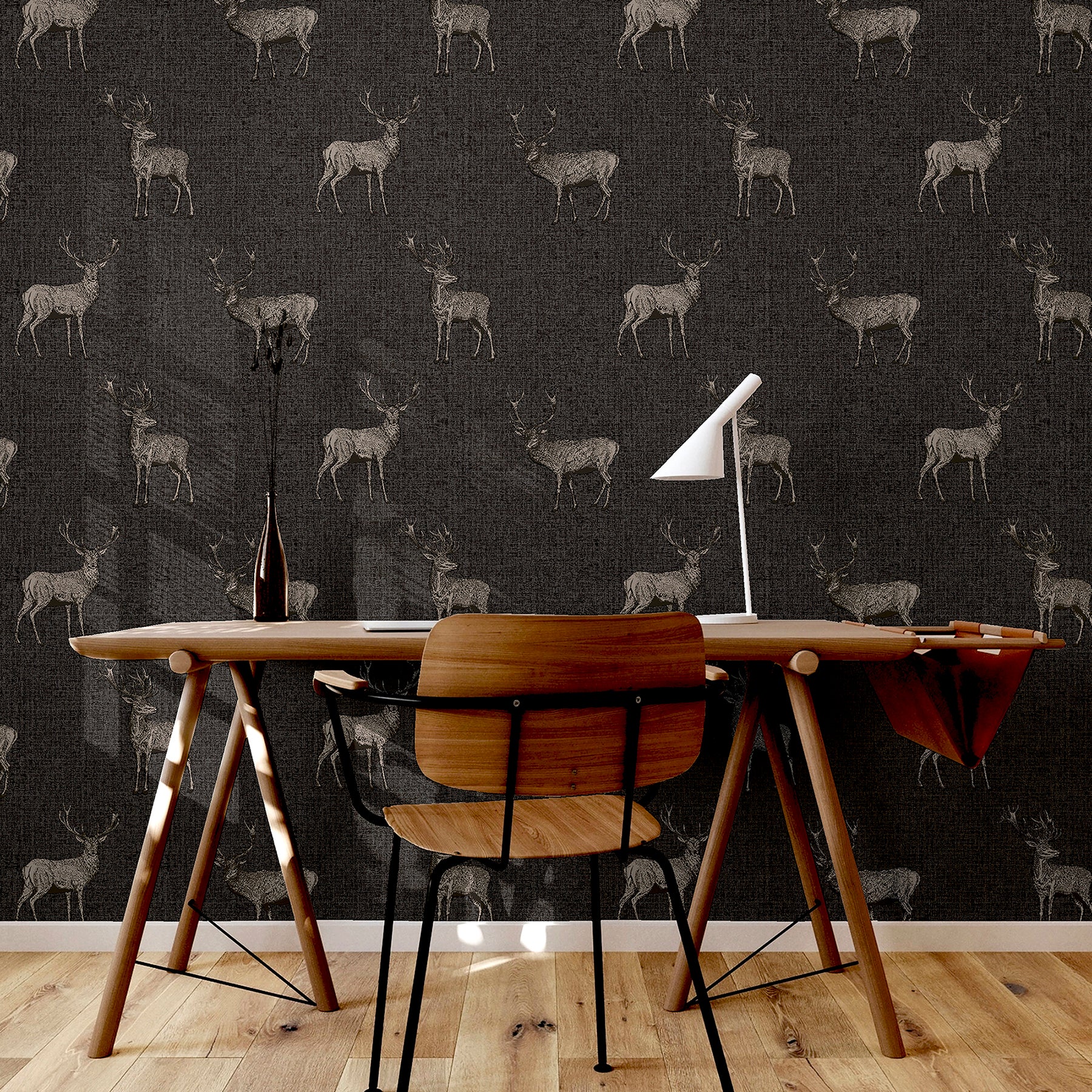 hank-charcoal-stag-wallpaper-york-wallcoverings-ah909607 - York Wallcoverings Papel pintado