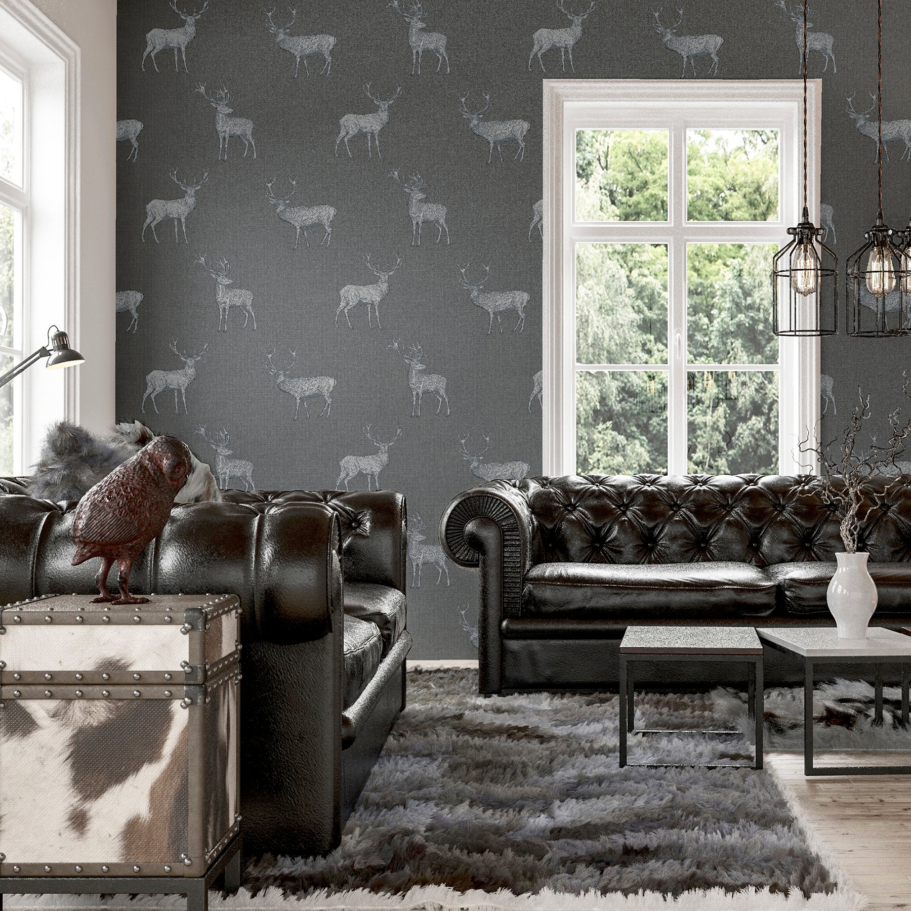 hank-grey-stag-wallpaper-york-wallcoverings-ah909608 - York Wallcoverings Papel pintado