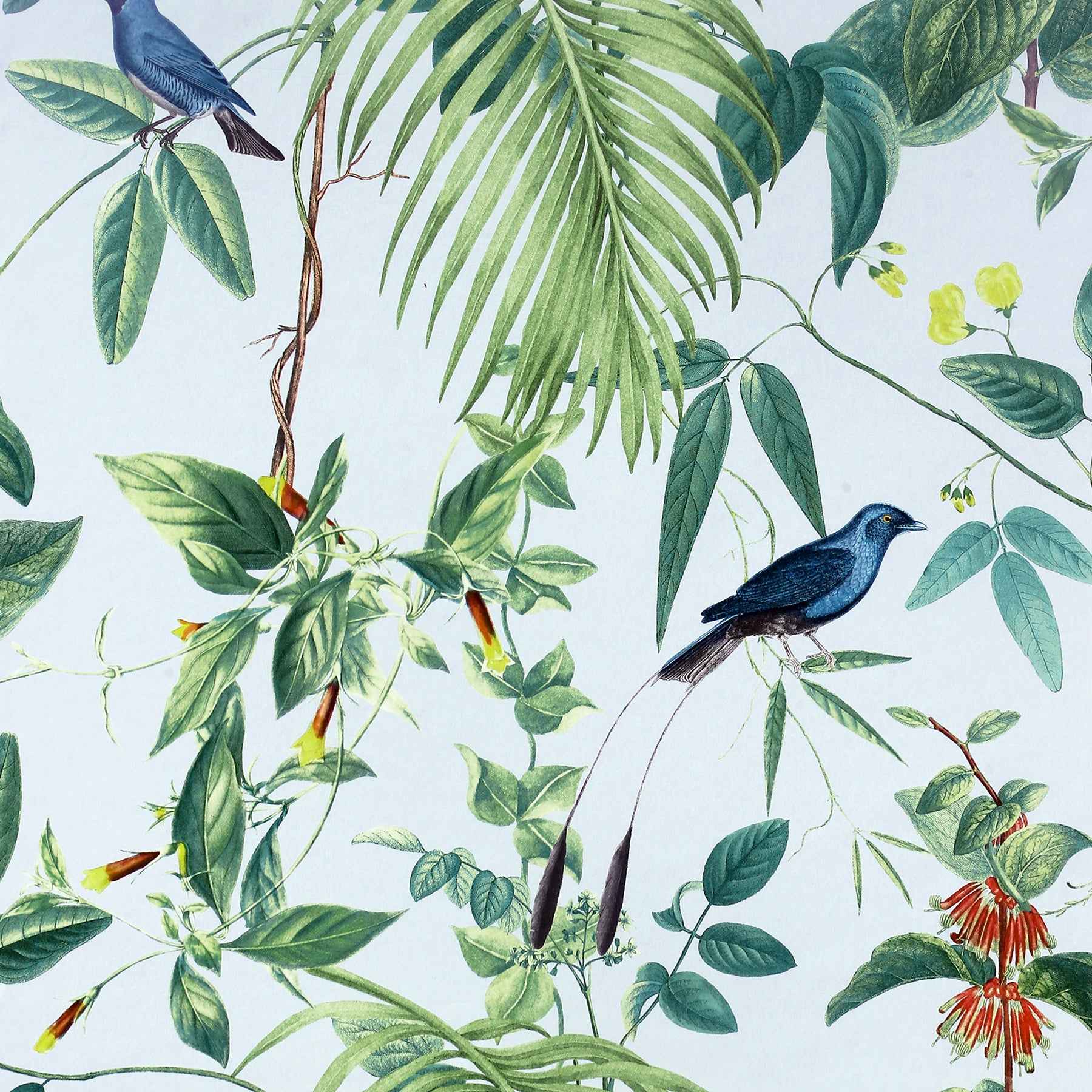 Nanette Light Blue Tropical Garden Wallpaper - York Wallcoverings - AH921609 - York Wallcoverings Wallpaper