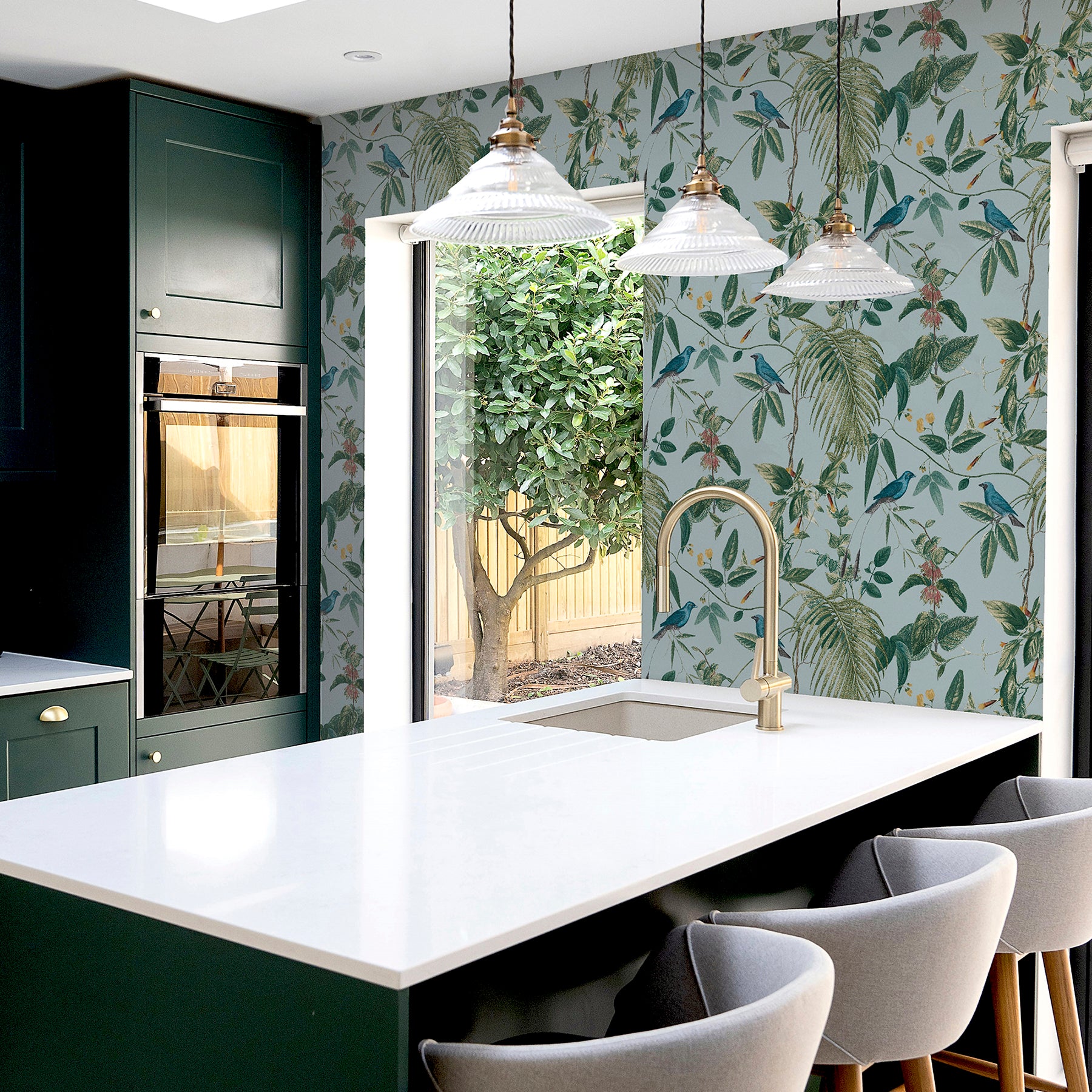 nanette-light-blue-tropical-garden-wallpaper-york-wallcoverings-ah921609 - York Wallcoverings Wallpaper