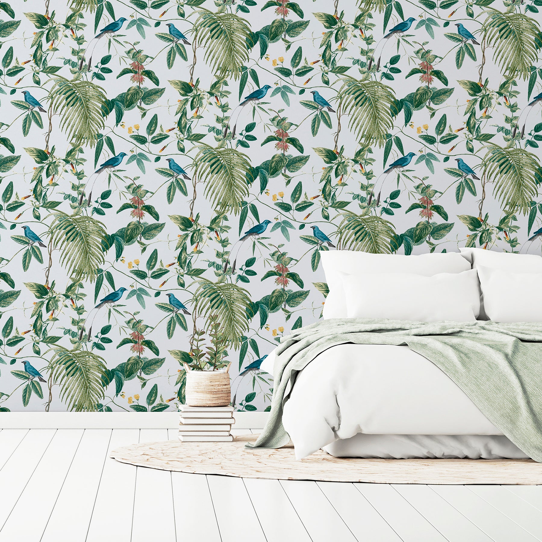 nanette-light-blue-tropical-garden-wallpaper-york-wallcoverings-ah921609 - York Wallcoverings Wallpaper