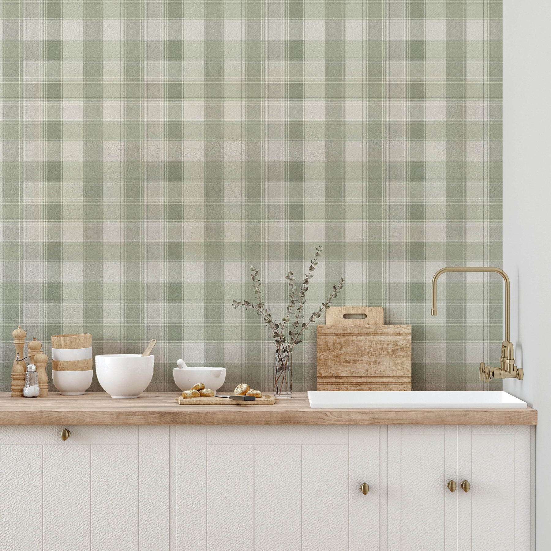 rita-green-country-check-wallpaper-york-wallcoverings-ah922806 - York Wallcoverings Papel pintado